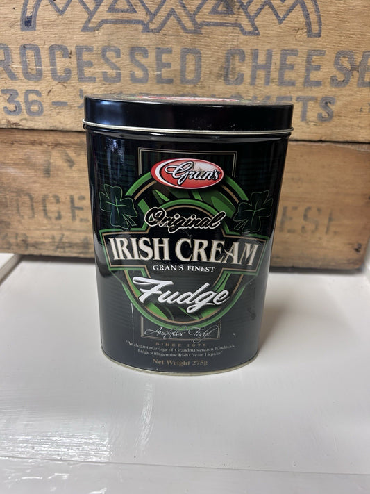 Gran’s Irish Cream Fudge Tin 275g Empty Vintage 2005 Black Green Collectible