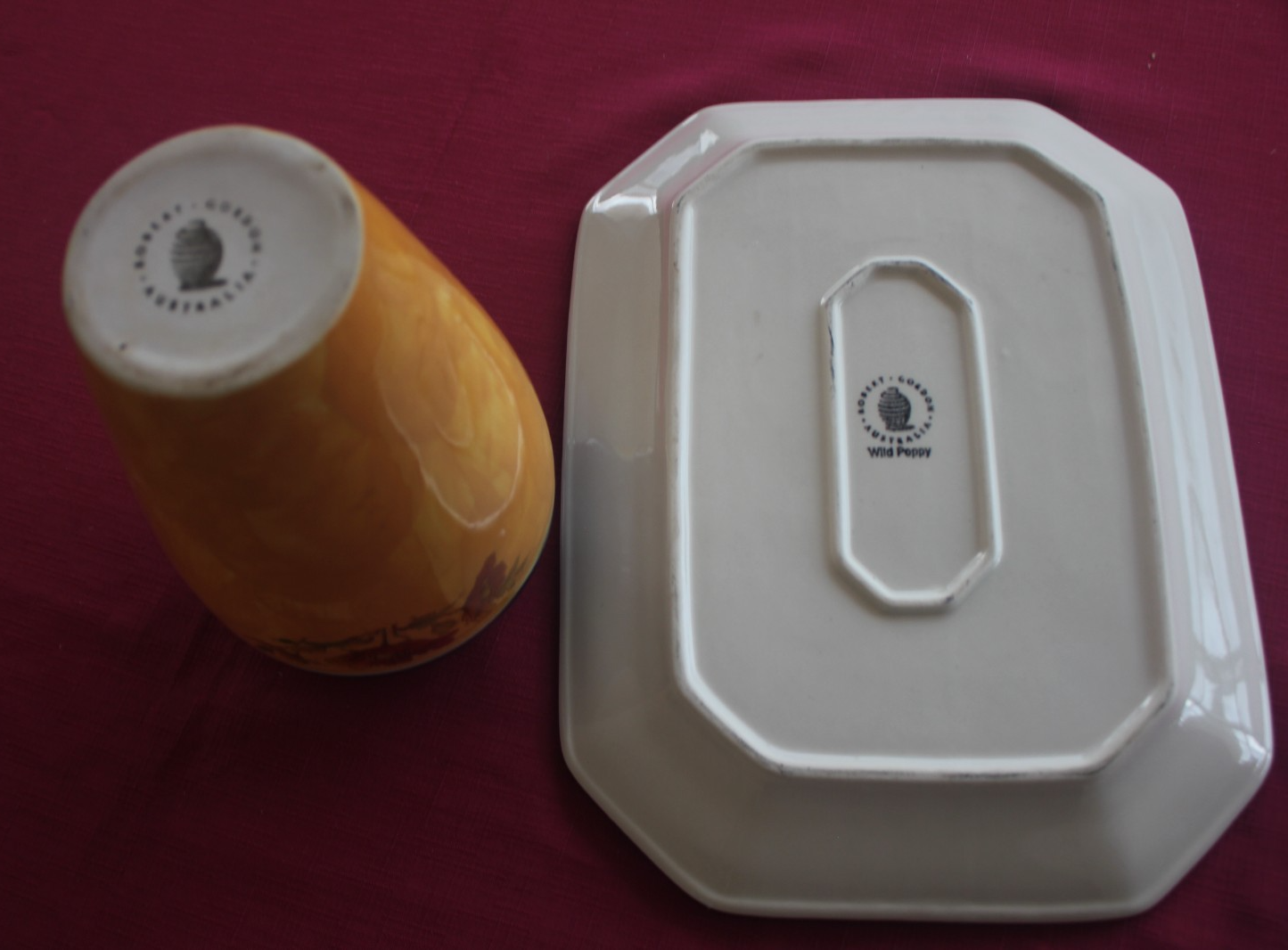 Australian Pottery “Wild Poppy” Vase & Platter Set – Robert Gordon