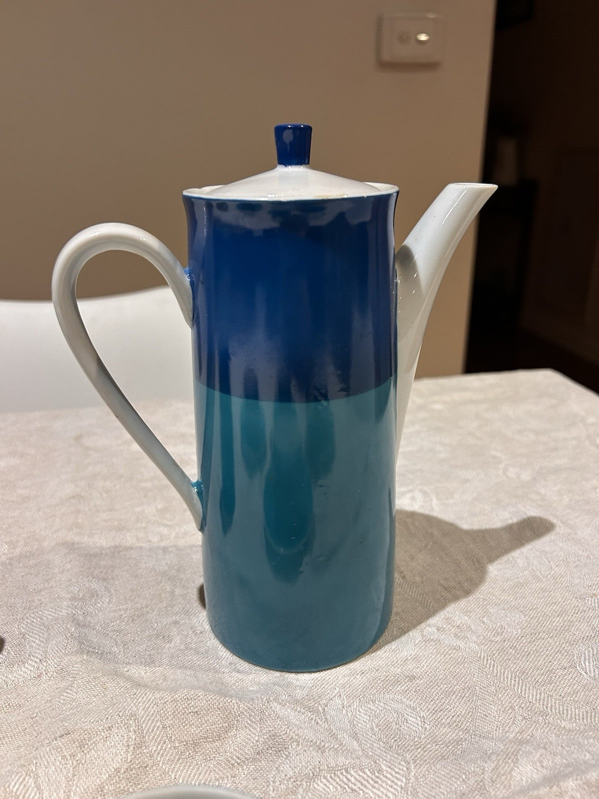 Mid-Century Japanese Coffee Set – Nagoya China – Blue Ombre – 1950s–60s