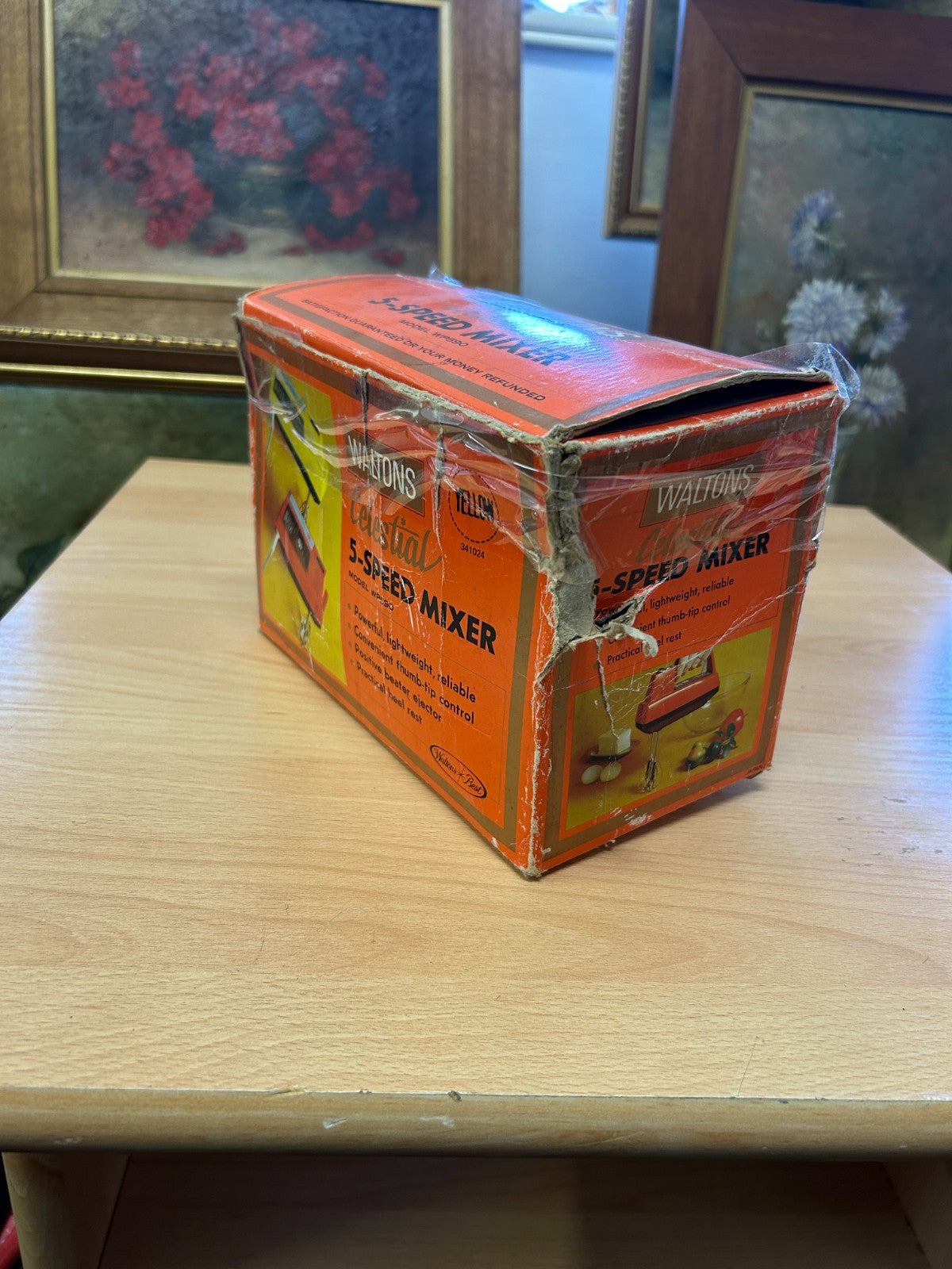 Vintage Waltons Celestial 5-Speed Mixer Yellow Boxed w Manual c1960s