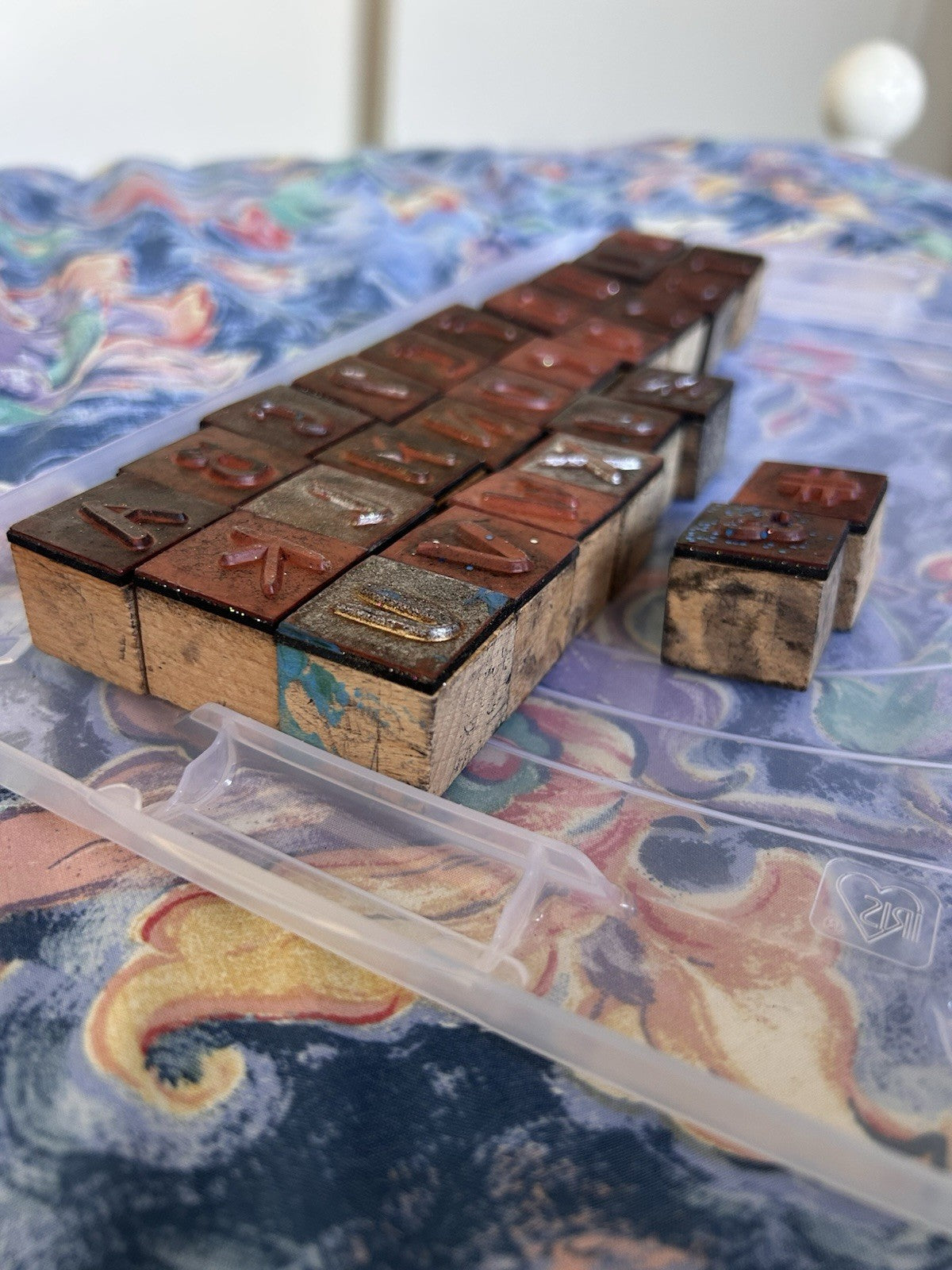 Vintage Wooden Rubber Stamp Alphabet Blocks – Complete A–Z + Symbols 