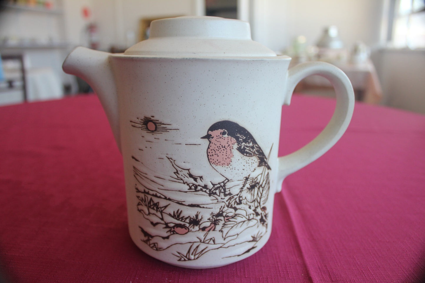 Vintage Ashdale Pottery England Robin Tea Set – Teapot + 4 Mugs – c1981