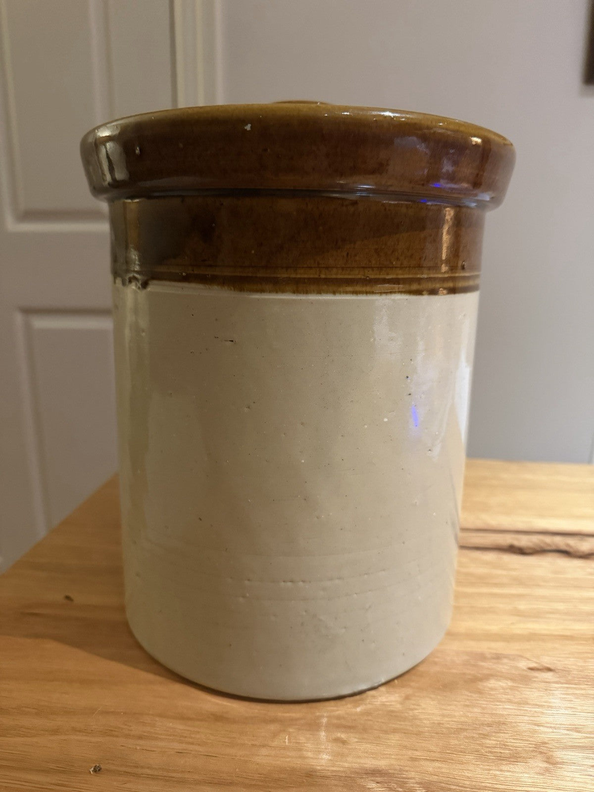 Vintage Stoneware Storage Crock No 8 Lidded Jar Brown Glaze Australian Pottery