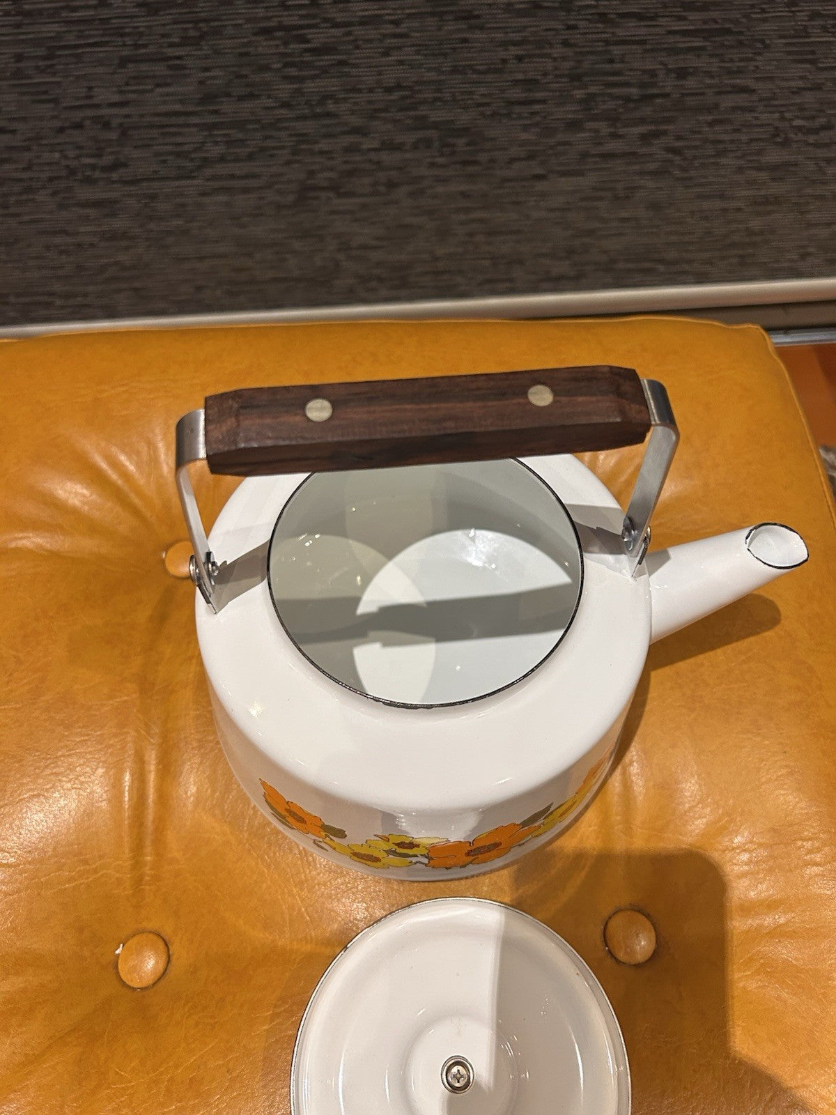 Decole Kokopele Retro Enamel Teapot 1970s Floral Japan 21cm