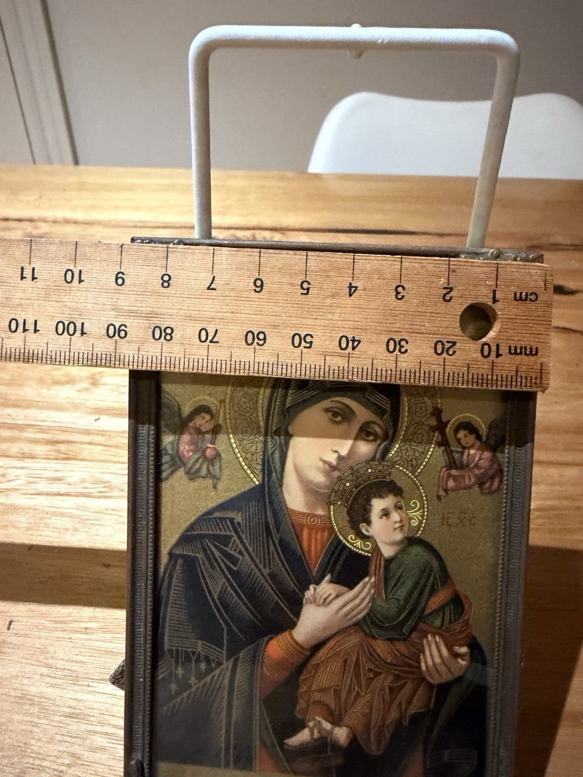 Vintage Swiss Our Lady of Perpetual Help Framed Icon Print c1930s Embossed