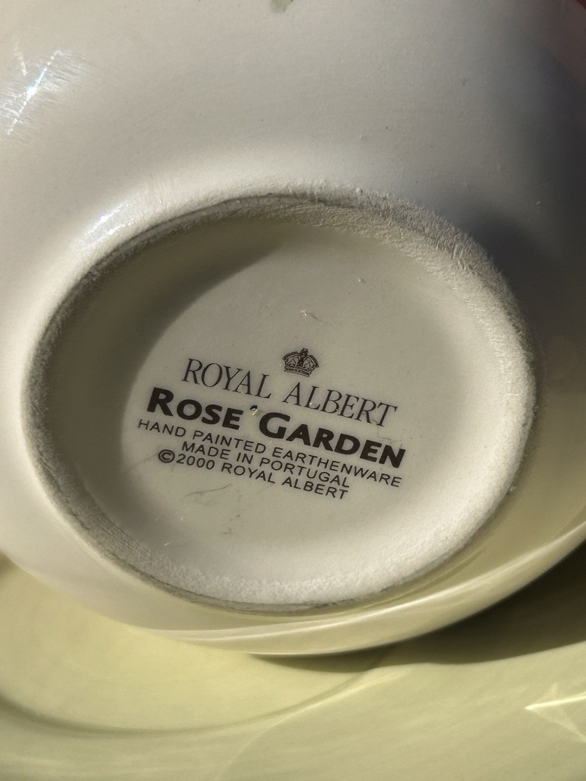 Royal Albert Rose Garden Cup & Saucer Hand Painted Earthenware Portugal 2000