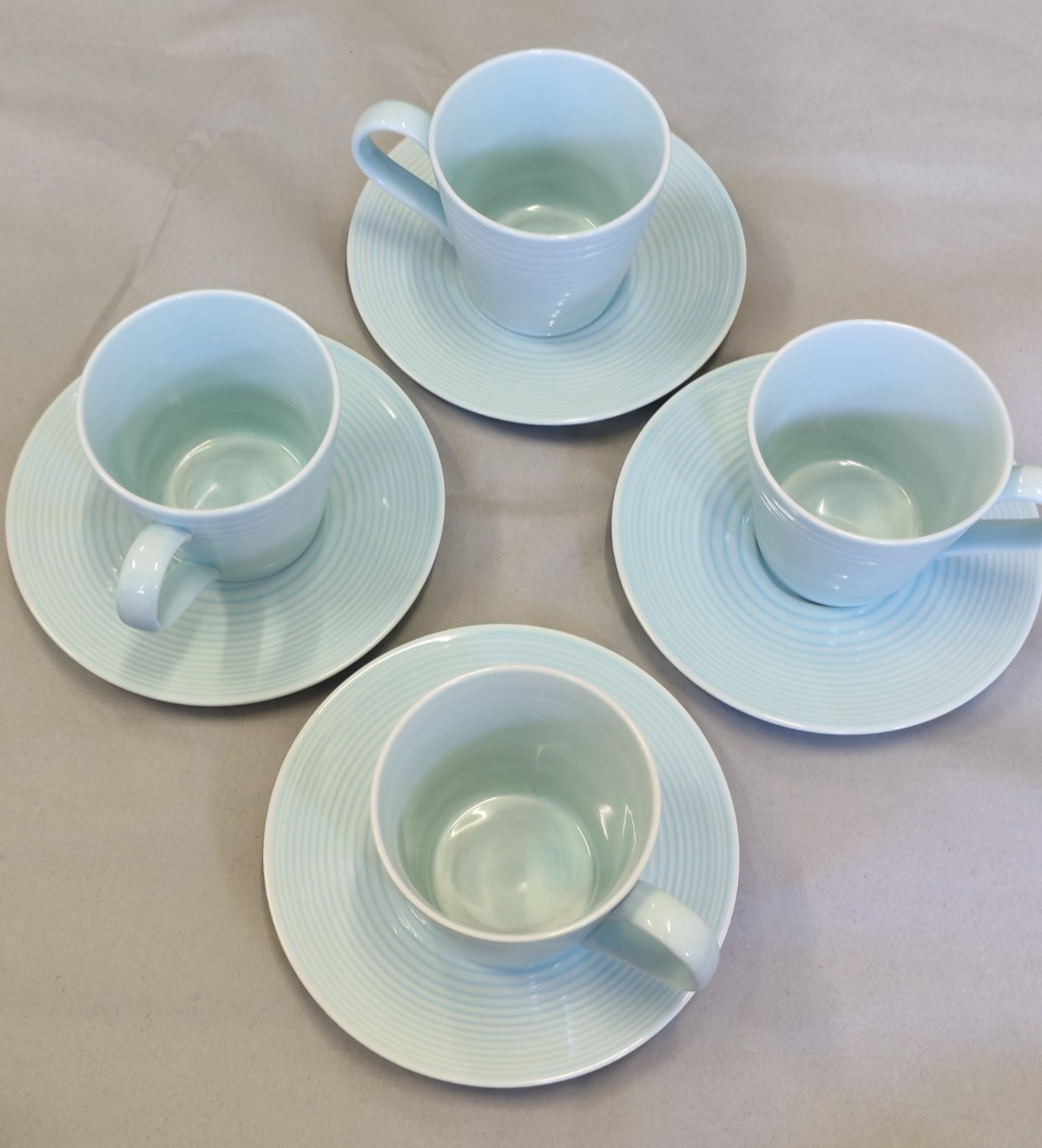 Royal Doulton Gordon Ramsay Maze Blue Stoneware Cups & saucers – Set of 4