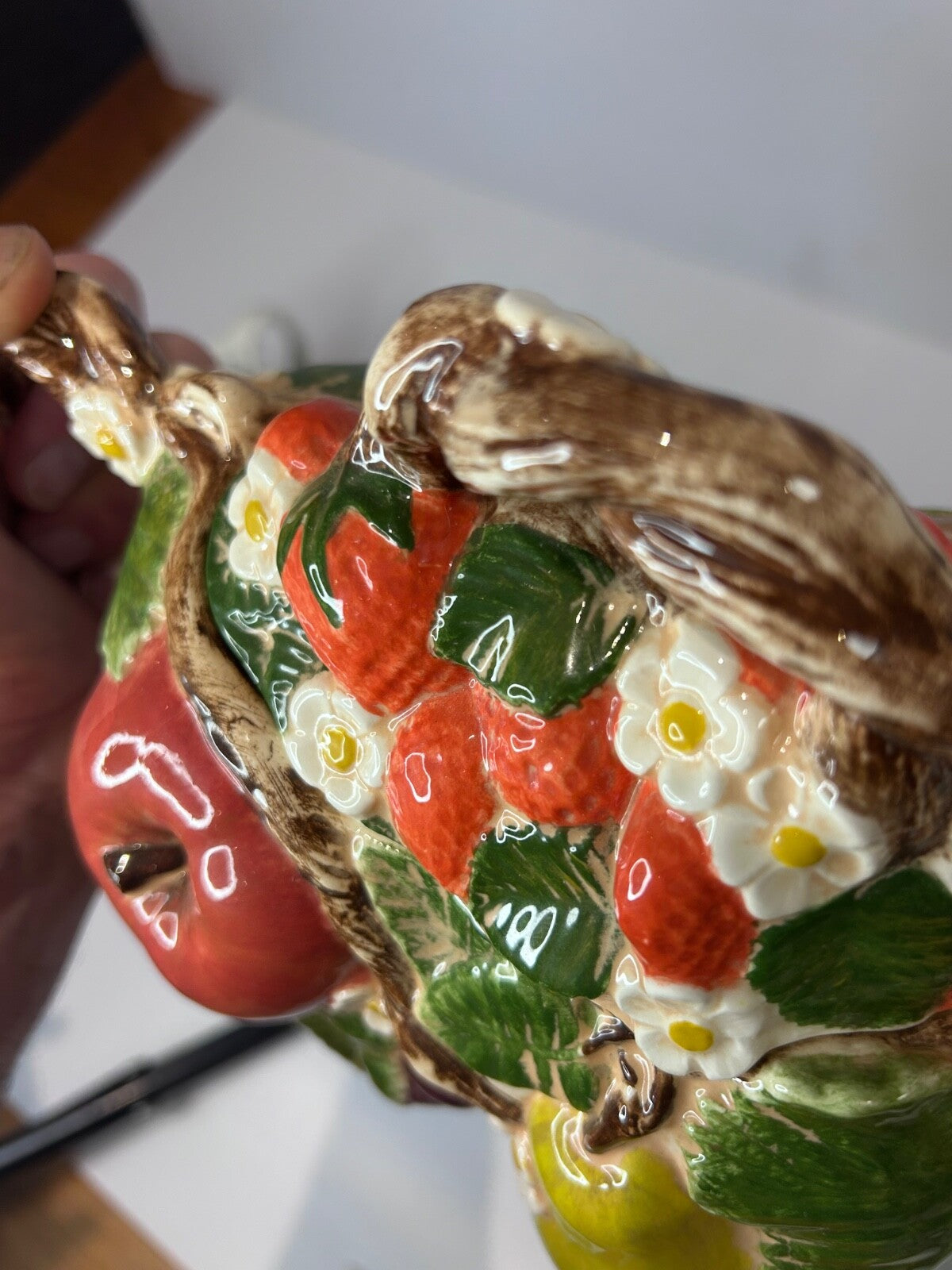 Vintage Fruit Basket Teapot – 1980s Retro Kitchen Style – 1950s Inspired Ceramic