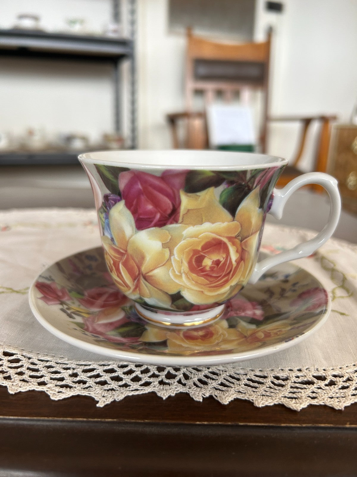 Vintage Floral Tea Cup & Saucer Set Season Collection Roses China