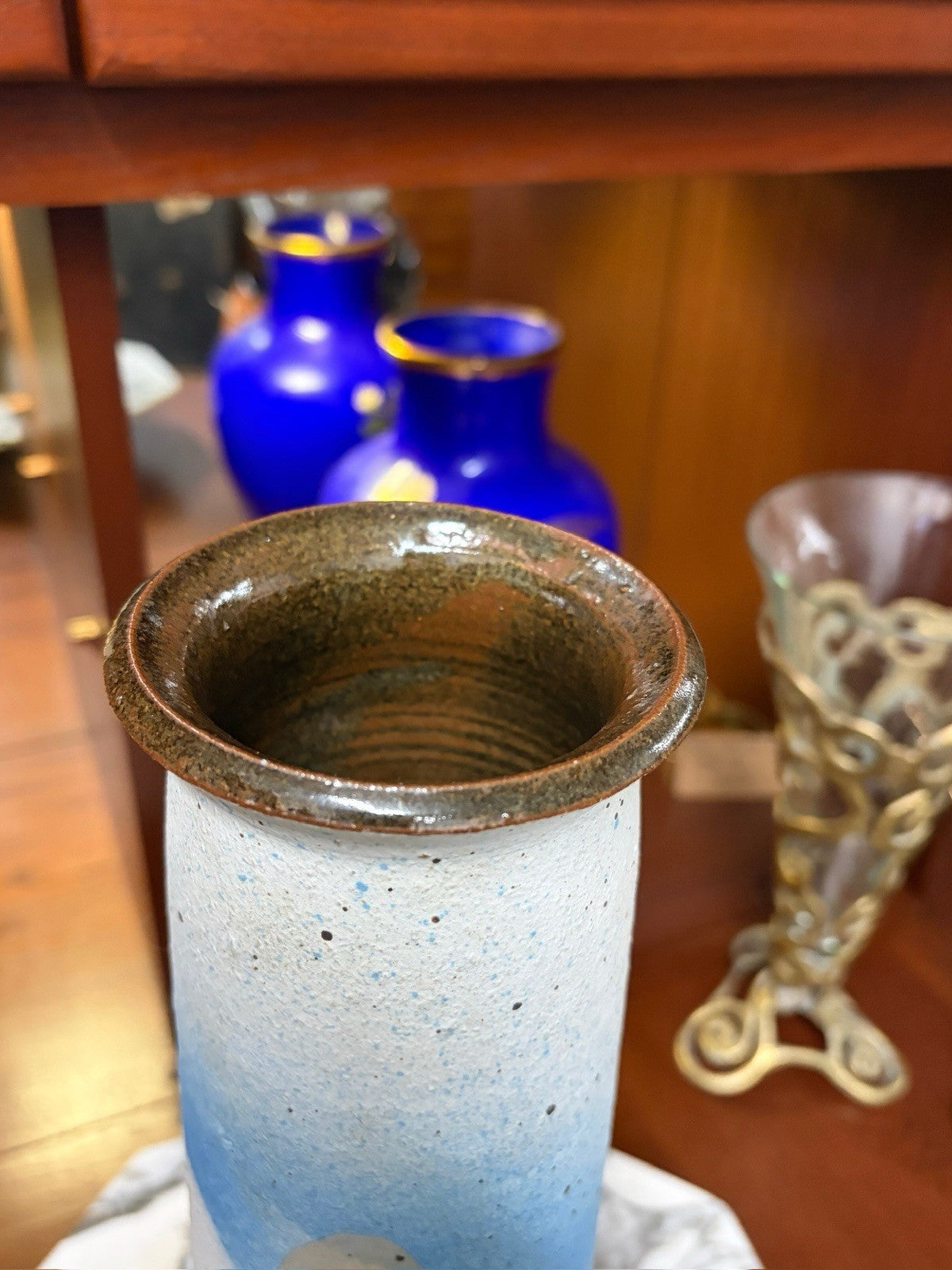 Henry Hackenberg Attrib Australian Studio Pottery Landscape Vase 33cm Signed