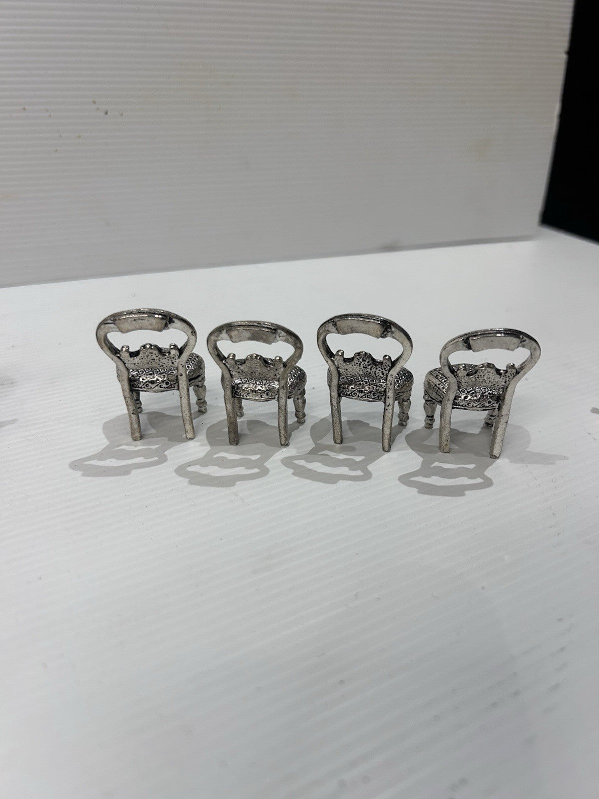 Miniature Pewter Chairs Set of 15 Vintage Dollhouse Furniture China Made
