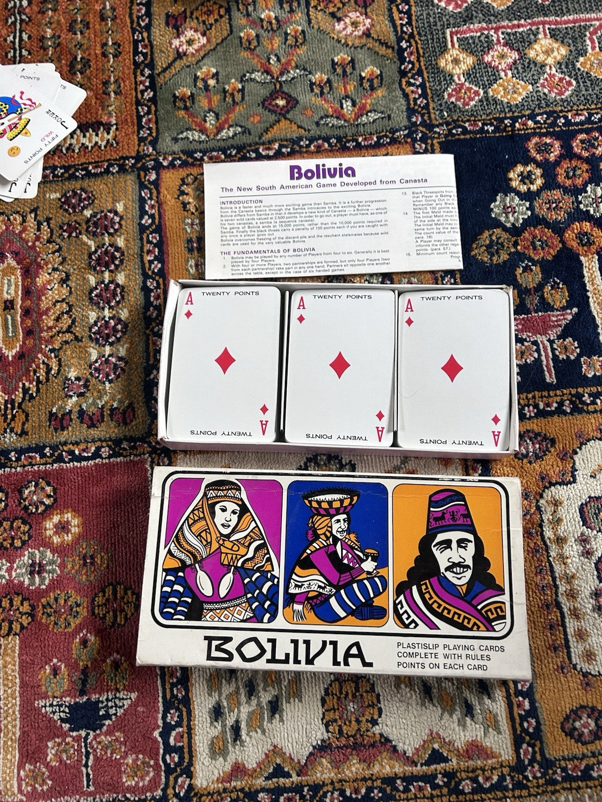 Vintage Bolivia Card Game Valentine Publishing 1960s 1970s Australia Complete