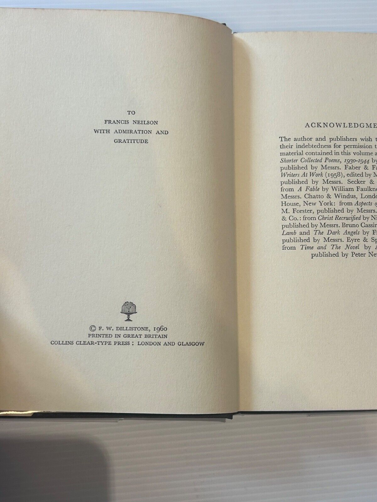The Novelist and the Passion Story, F W Dillistone, Collins, 1960 First Edition