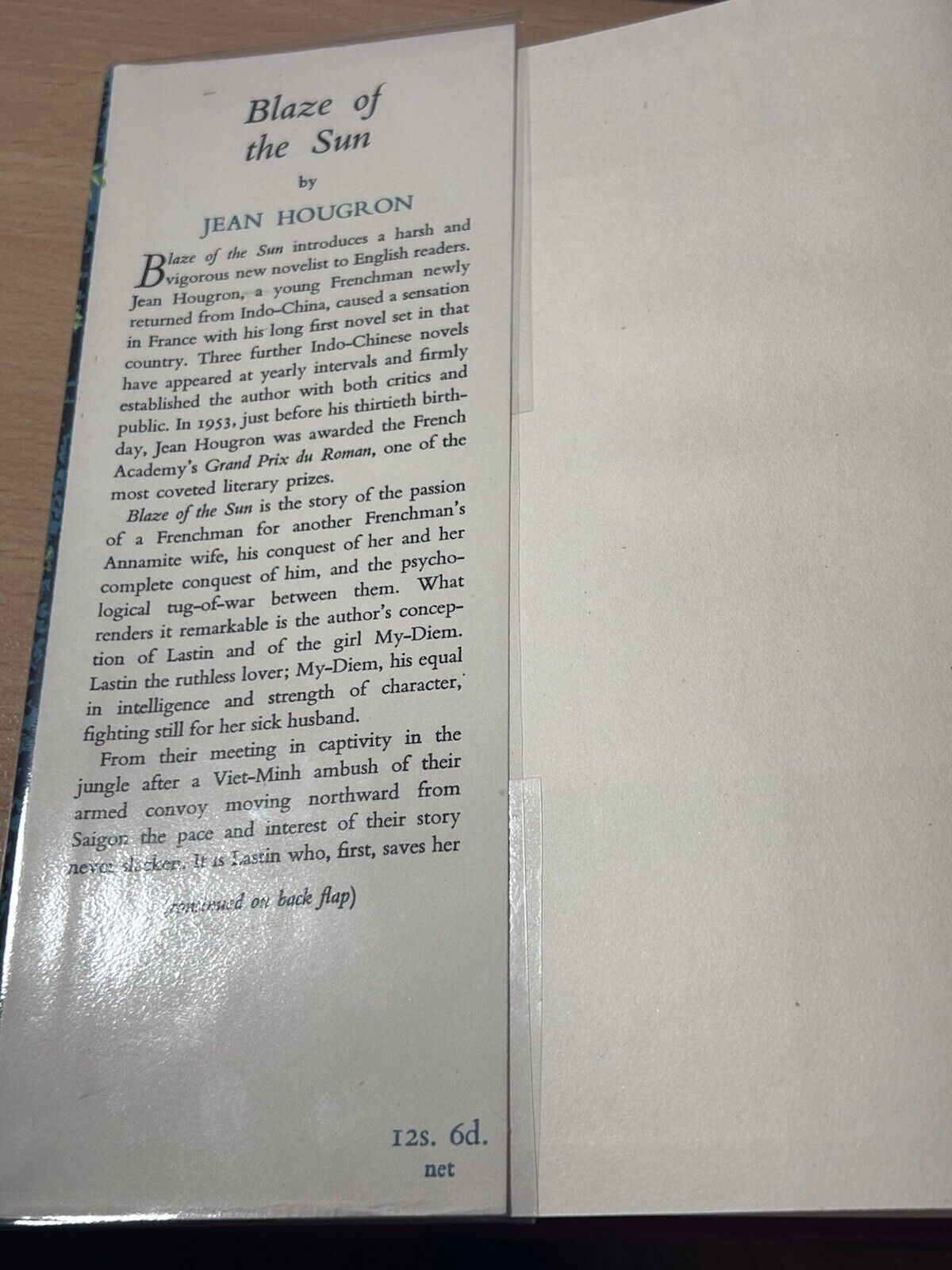 Blaze Of The Sun  By Jean Hougron  1954  Vintage Hardback Book 1st Eng Edition