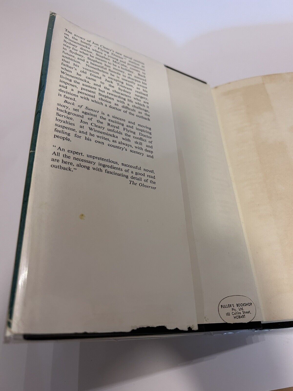 Jon Cleary ‘Back Of Sunset’ 1959 Edition With Dust Jacket