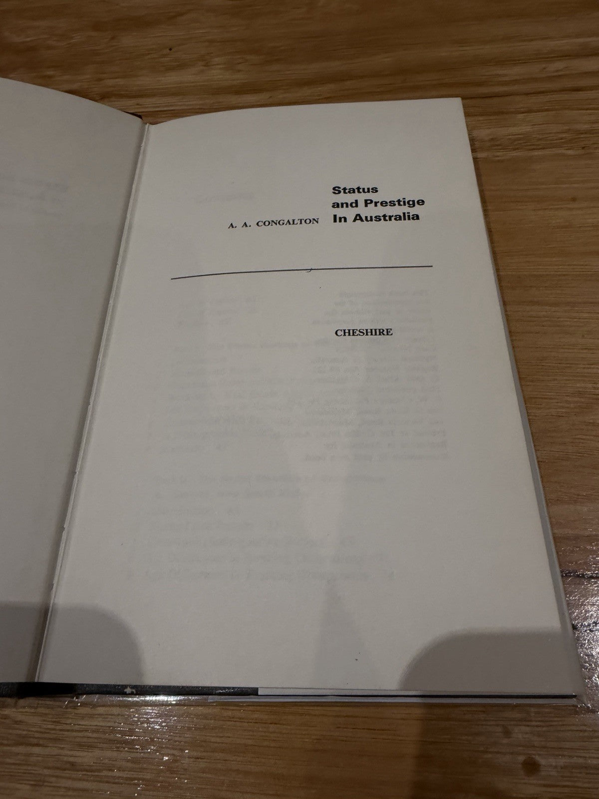 Status & Prestige in Australia A.A. Congalton 1969 1st Ed Sociology Hardcover DJ