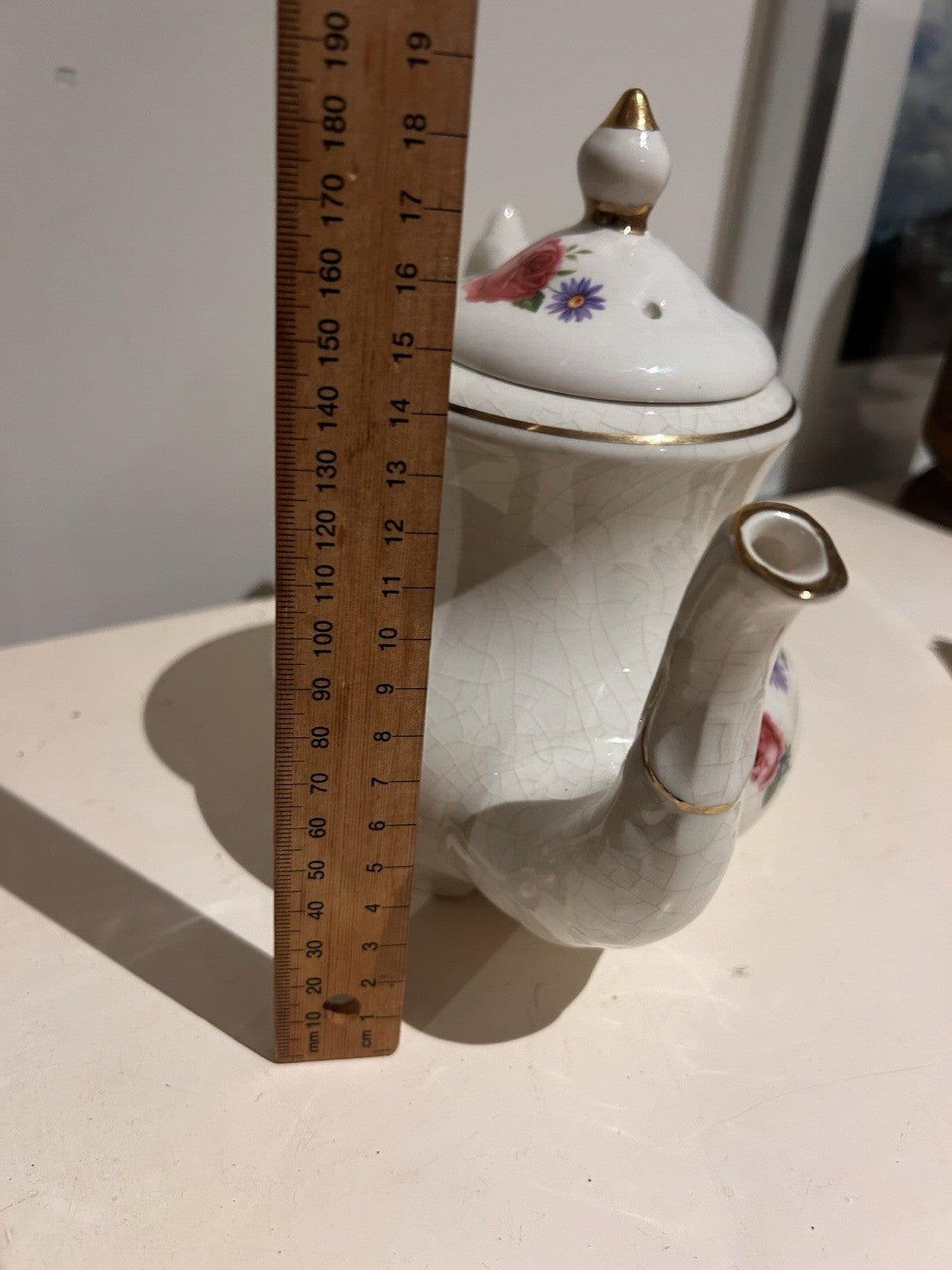 Arthur Wood Majestic Teapot England Floral Roses Gold Trim Vintage