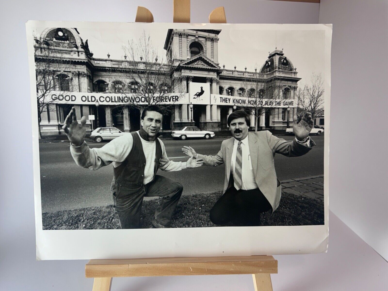 Vintage Photo of Tony Shaw Collingwood Football Club outside Collingwood Town Ha