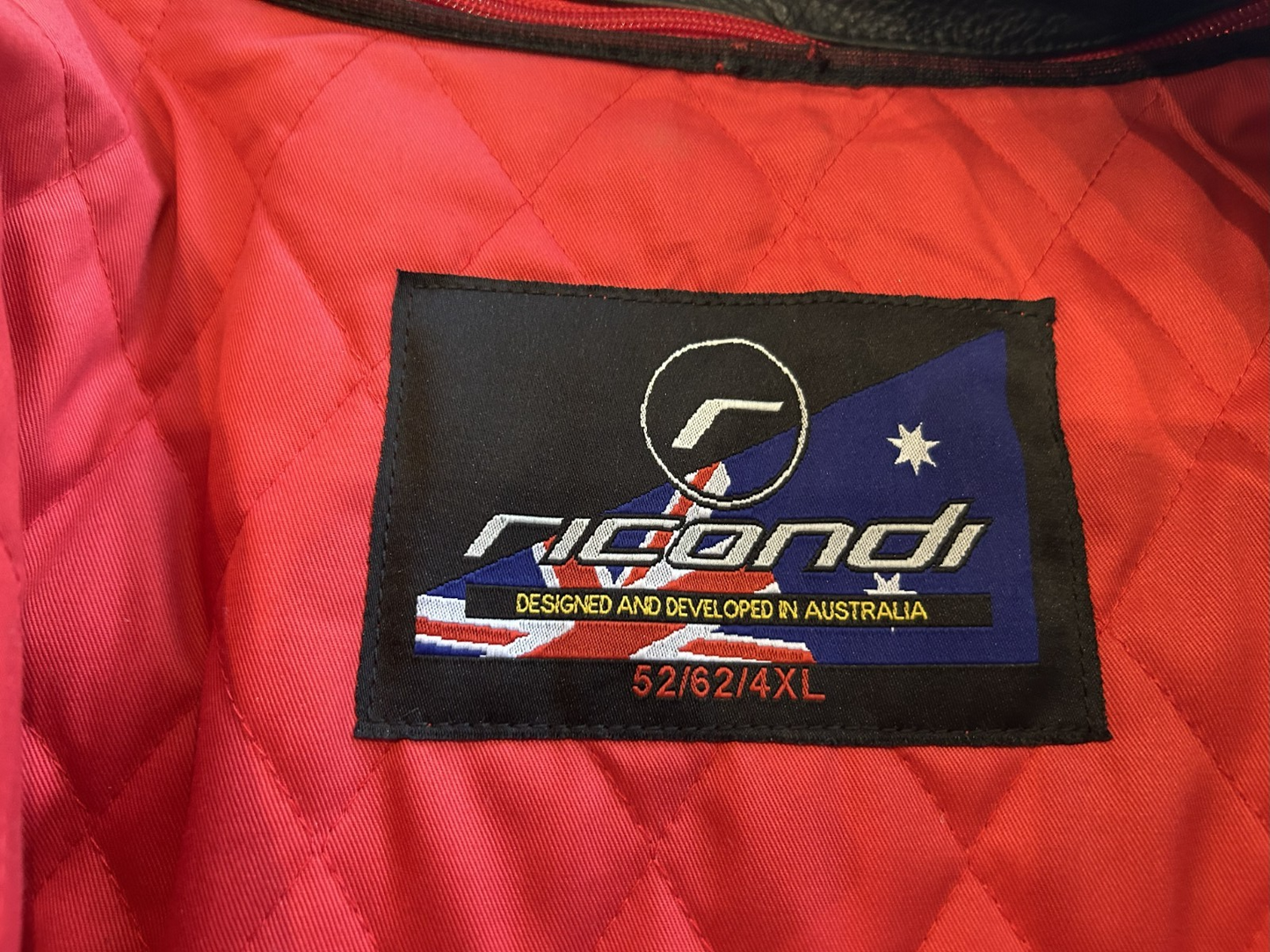 Ricondi Motorcycle Leather Jacket 4XL (52/62). Removable Liner & Armour. Black