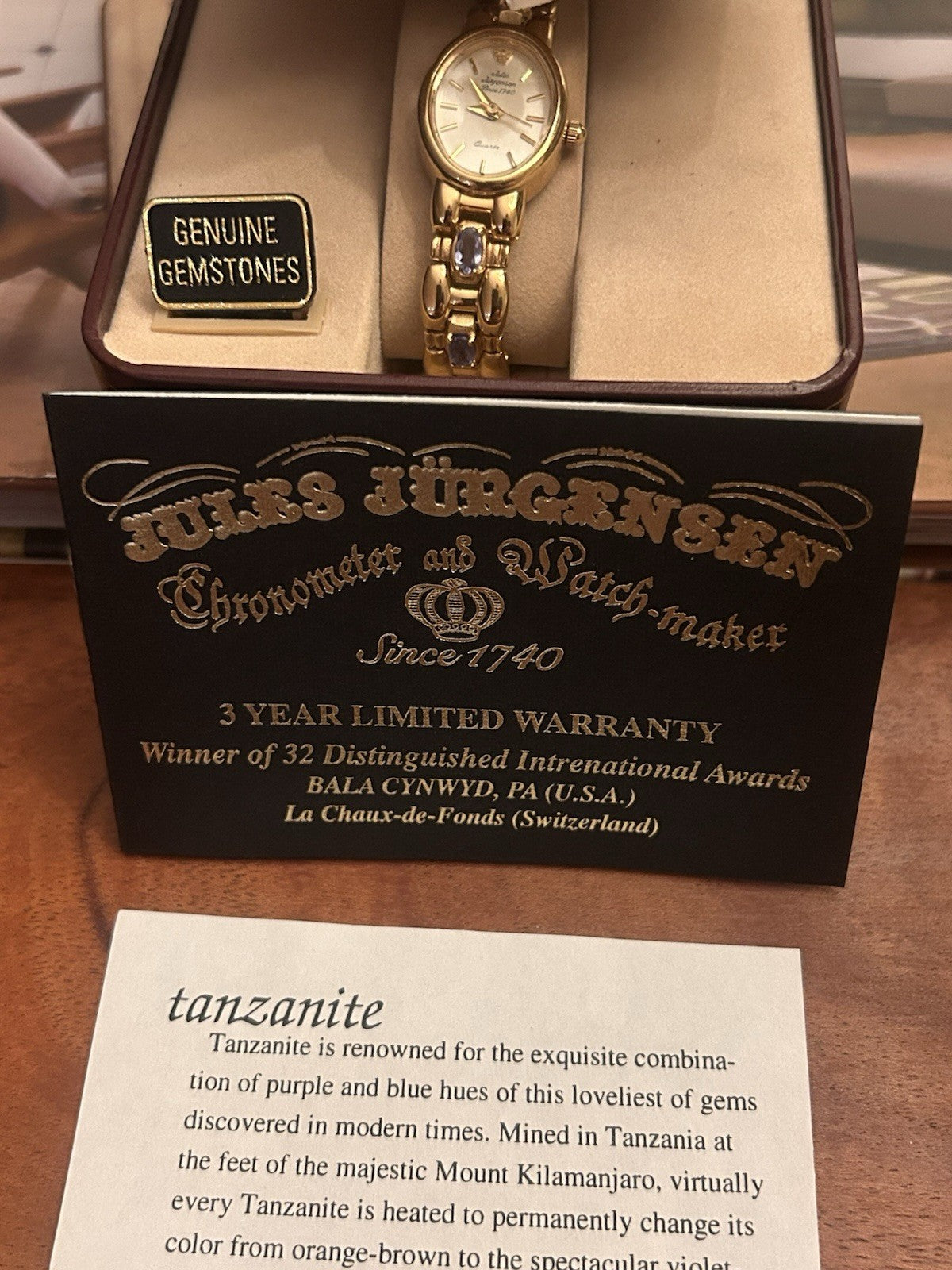 Jules Jurgensen Ladies Quartz Watch Miyota 2035 Tanzanite Boxed VTG