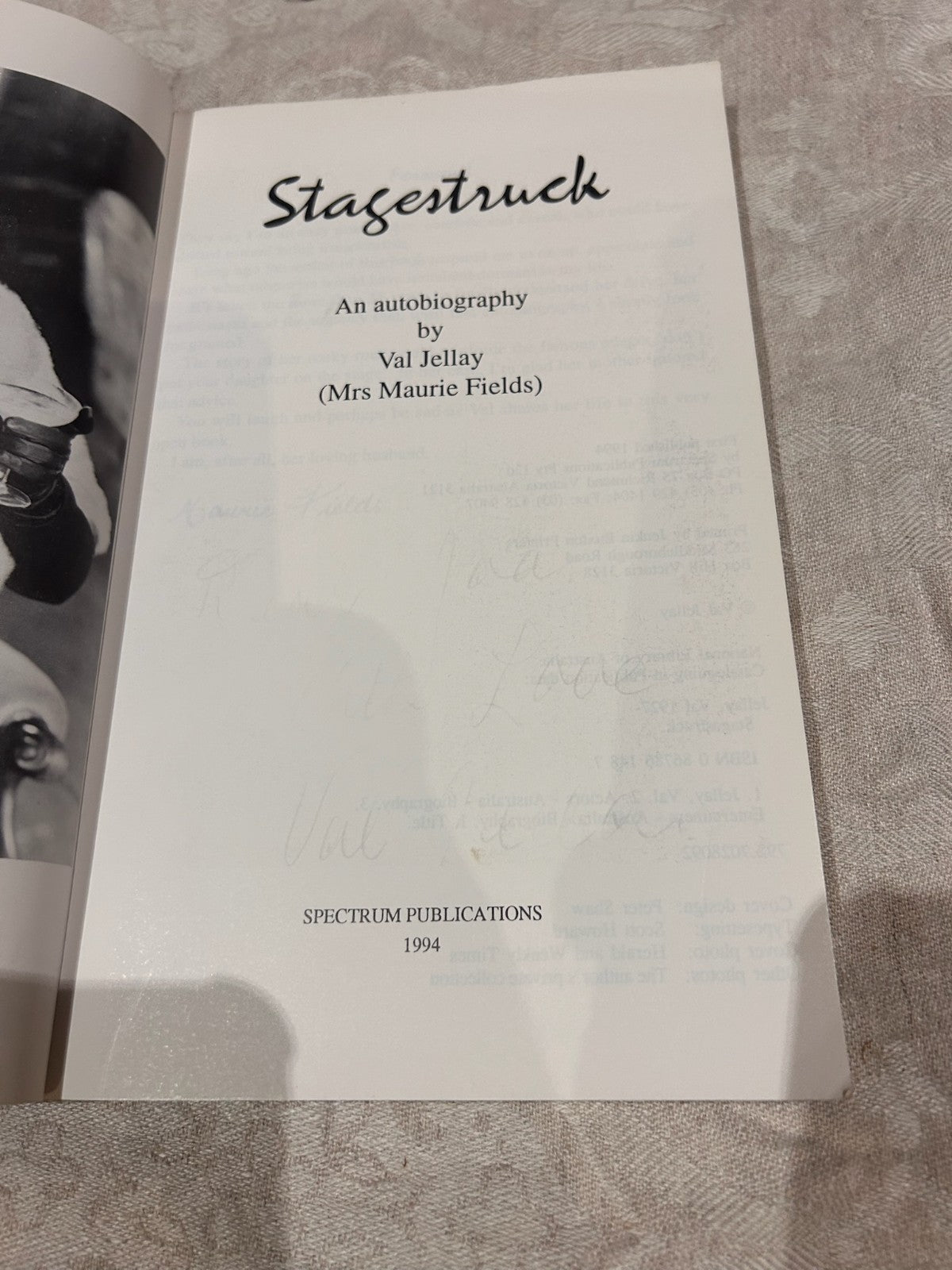 Stagestruck - Signed by Val Jellay & Maurie Fields | Vintage 1st Edition 1994