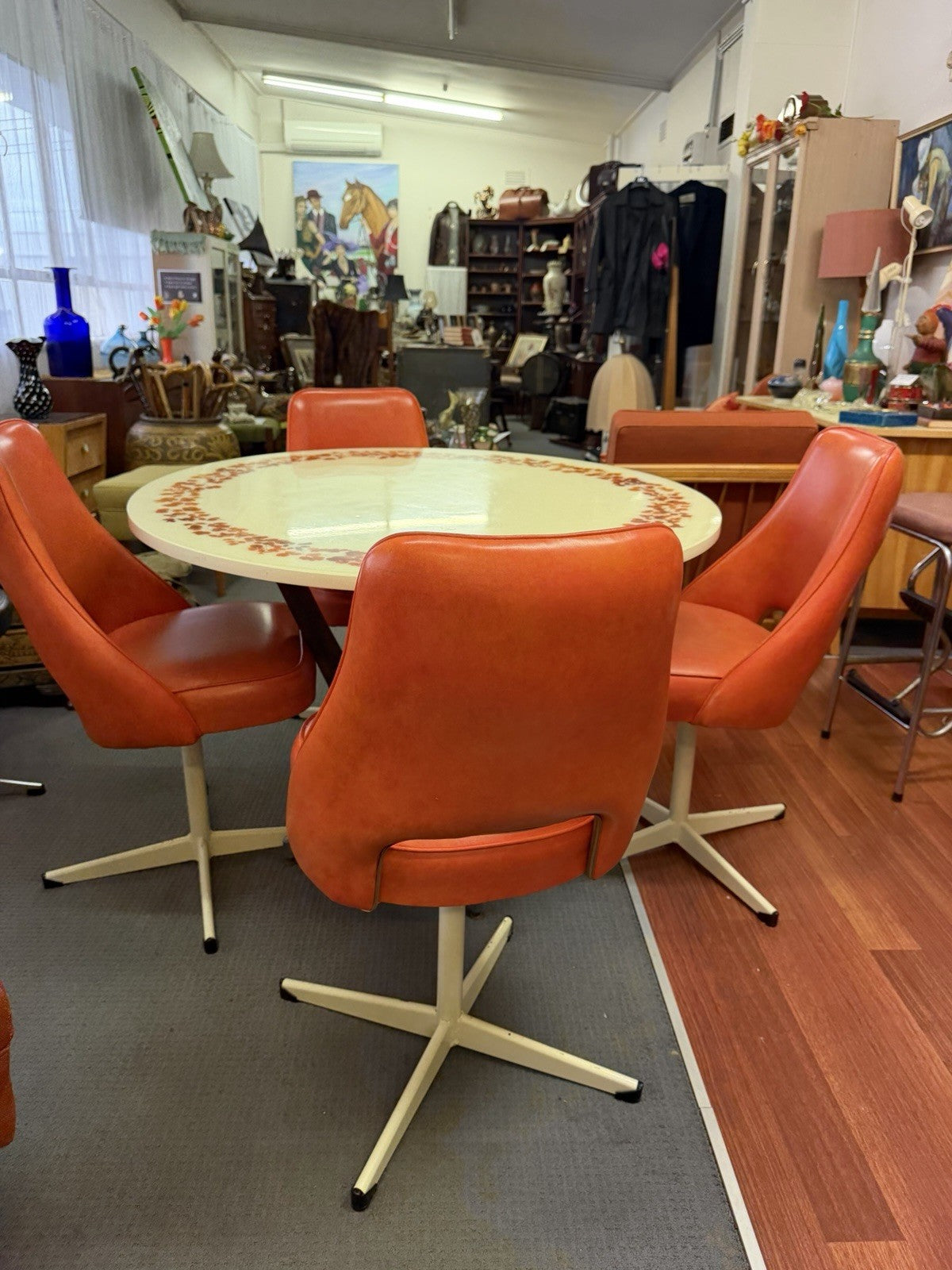 1970s Dimensional Plastics Glamourama Resin Dining Table 4 Swivel Chairs