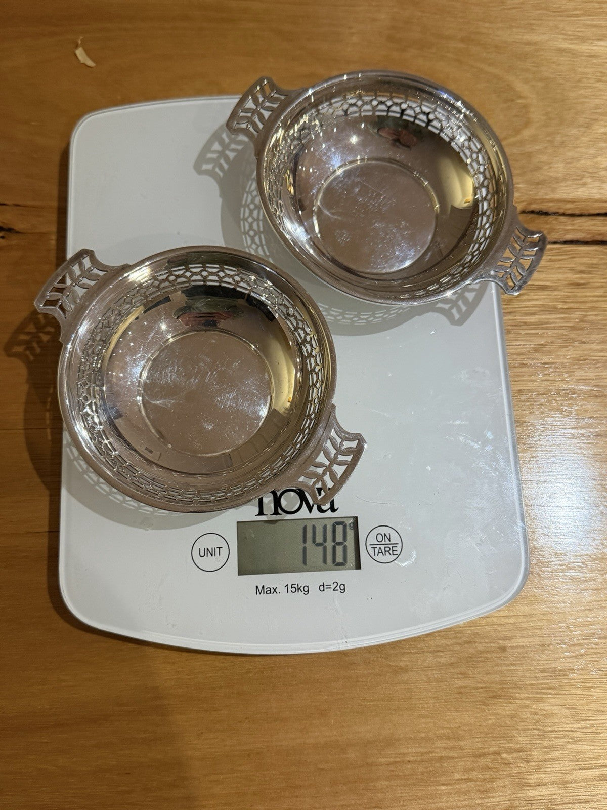 Sterling Silver Bon Bon Dishes Pair 1963 Birmingham HCD Boxed 148g