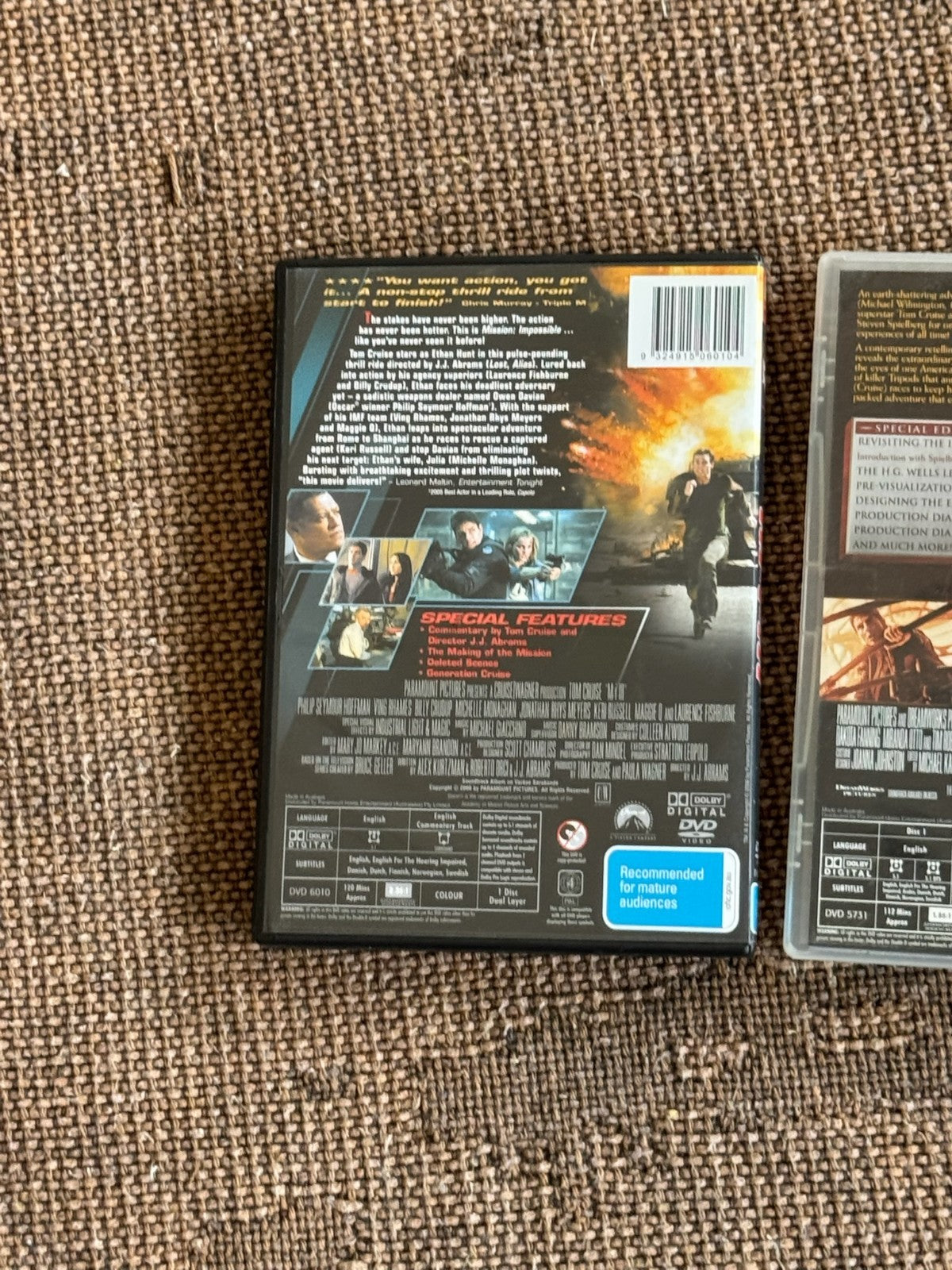 Tom Cruise DVD Bundle Action Sci-Fi Thriller Collection MI3 War of the Worlds