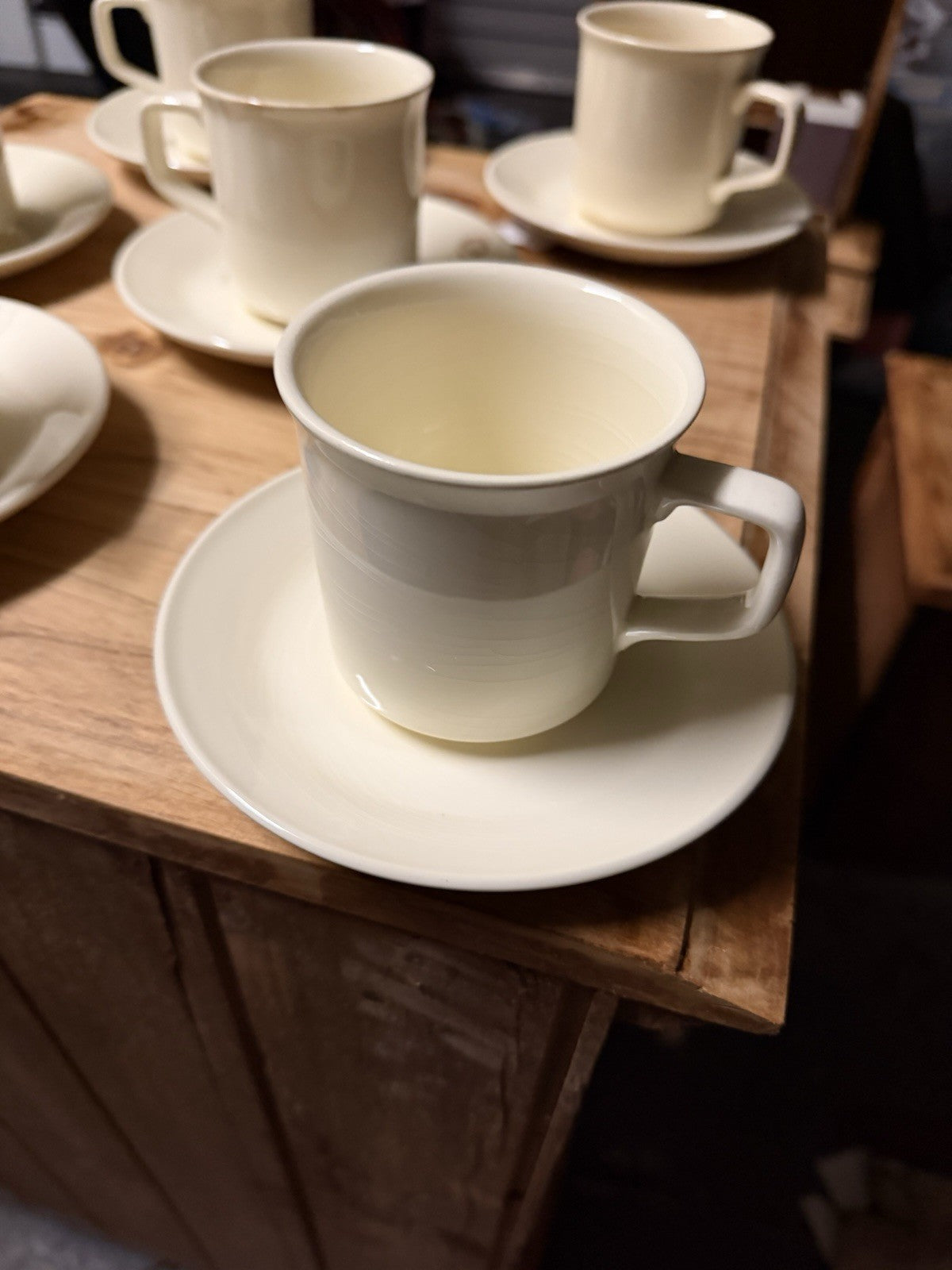 6 x Bendigo Pottery 1858 Australia Cream Coffee Cups & Saucers Set Stoneware