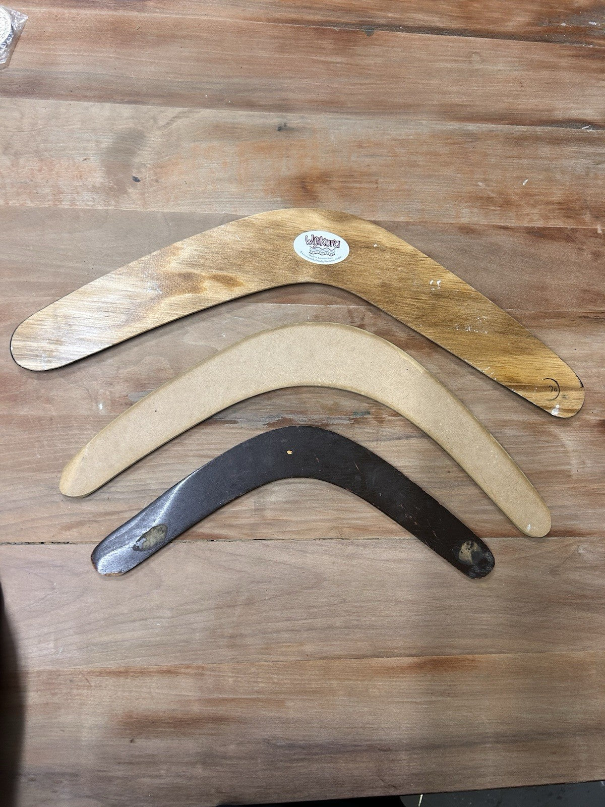 Set of 3 Hand Painted Wooden Boomerangs – Aboriginal Art Style Souvenirs