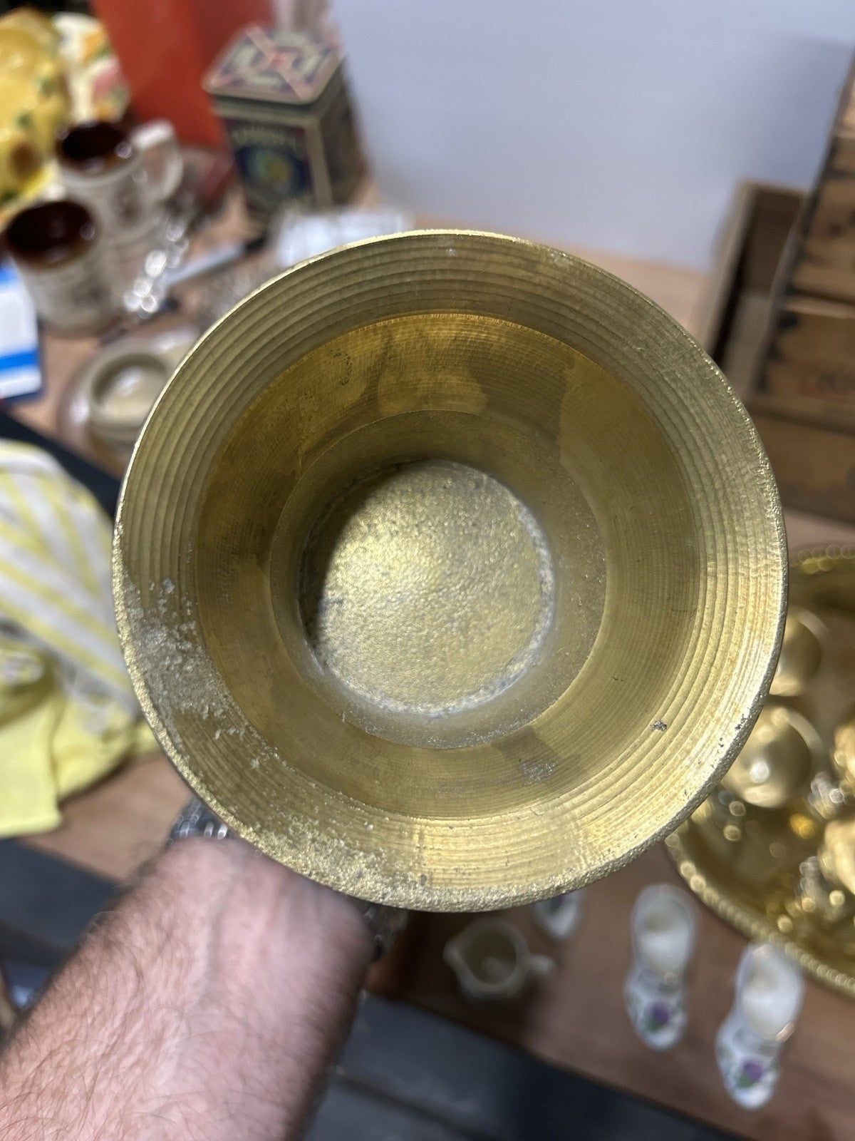 Vintage Indian Brass Coffee Set Arabian Dallah Style 36cm with 6 Cups & Tray