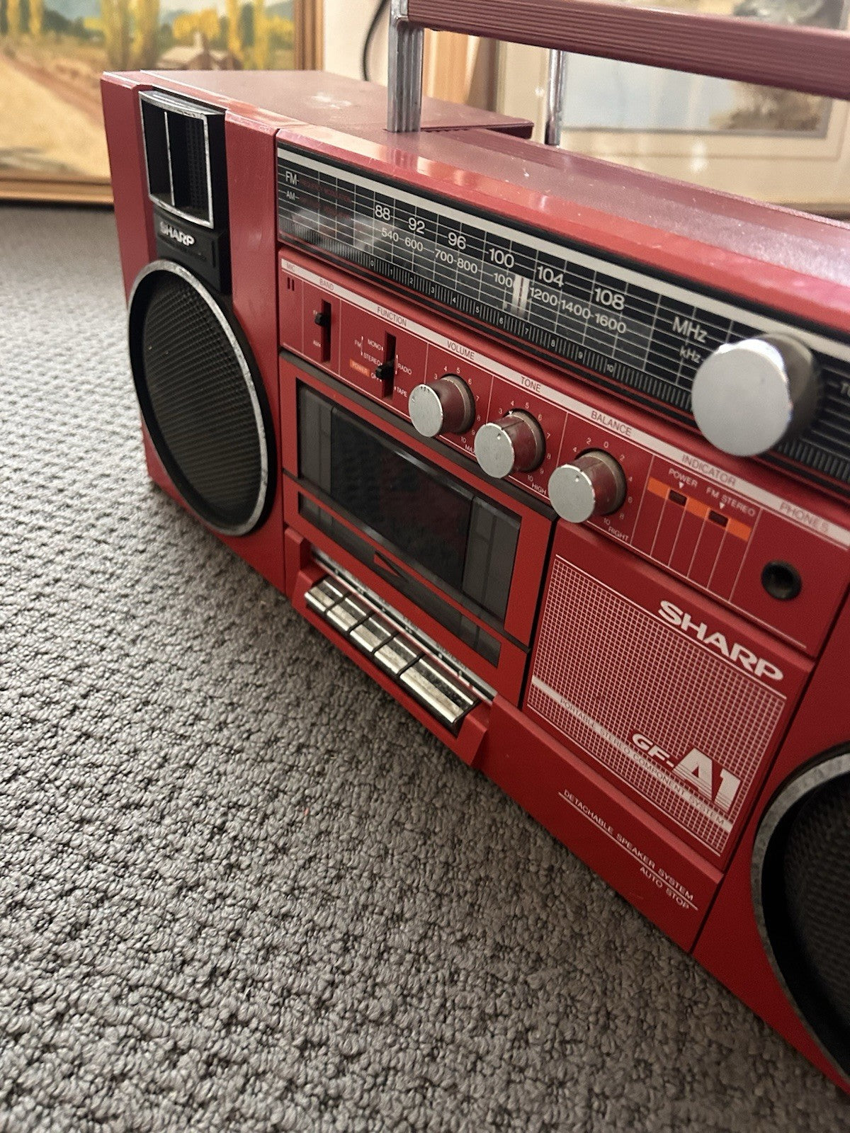 Vintage Sharp GF-A1 Red Boombox Cassette Radio | Tested & Tagged | Read Desc 