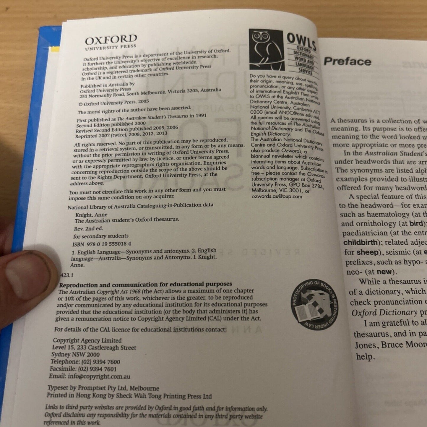 Australian School Oxford Thesaurus Second Edition