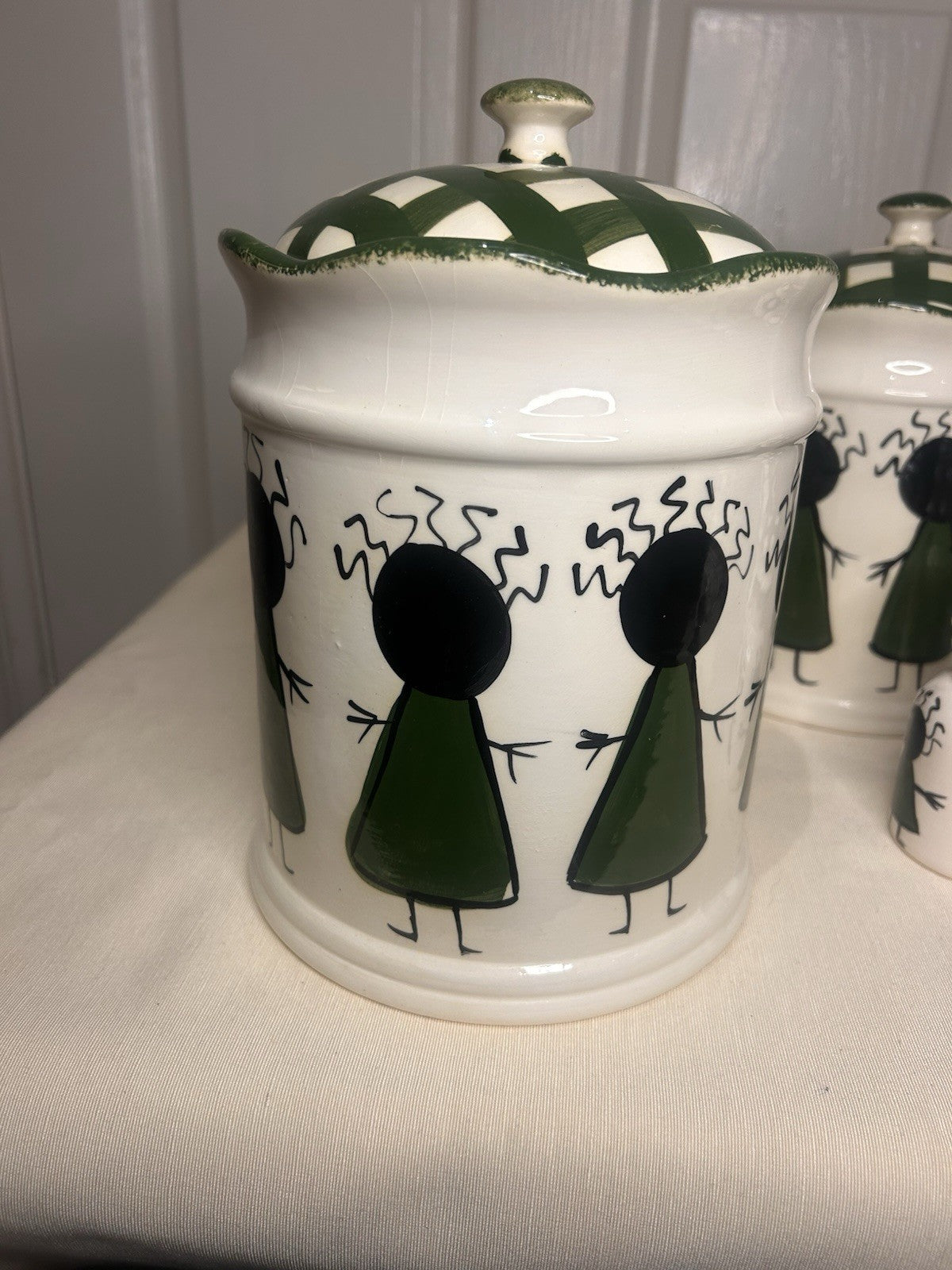 Kerry Alderuccio Hand Painted Canister Set – 6pc Ceramic Kitchen Storage 