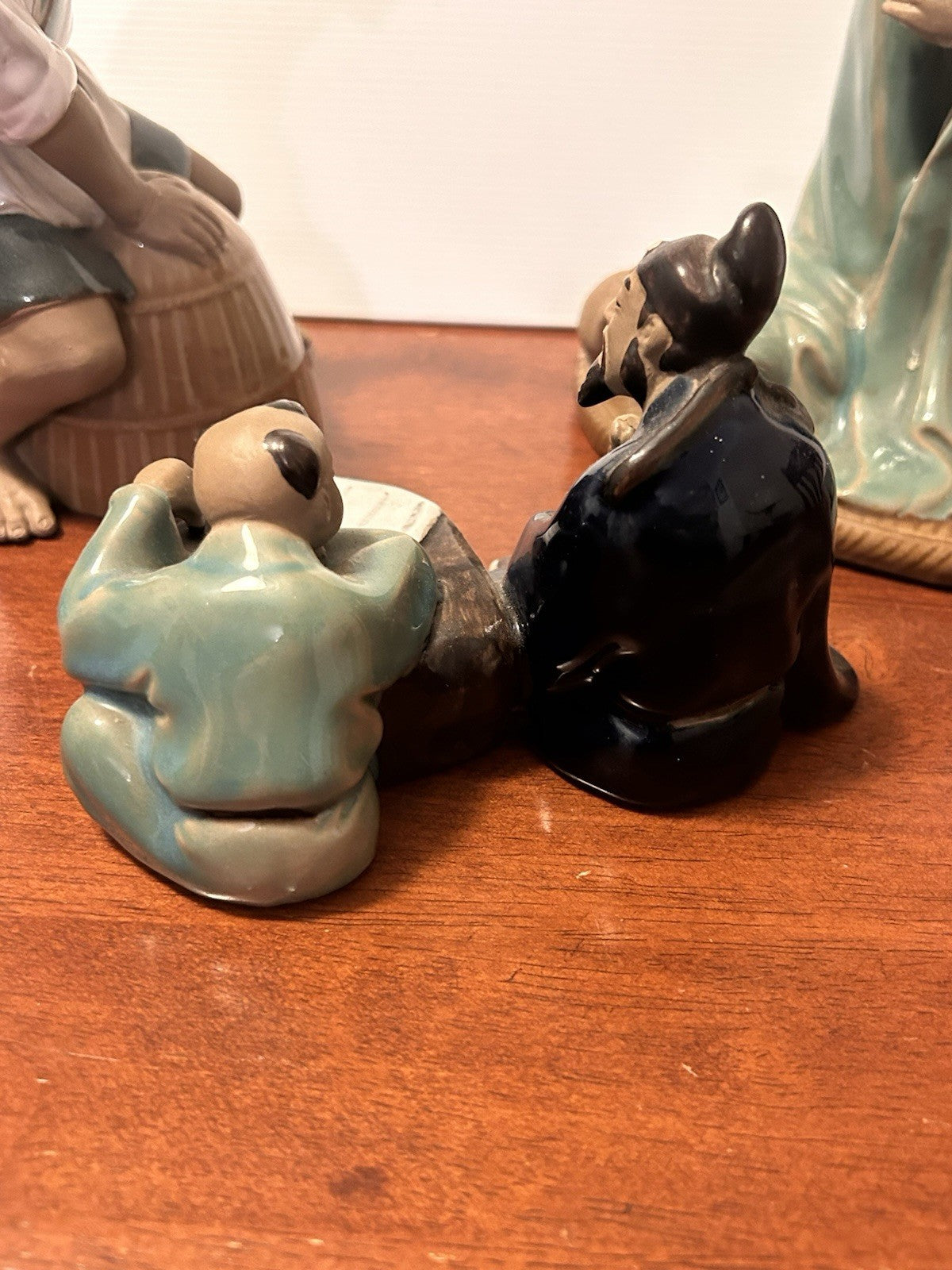 Shiwan Mudman Figurines Set of 4 Woh Jeong/Wan Jiang China Pottery 1950s–70s