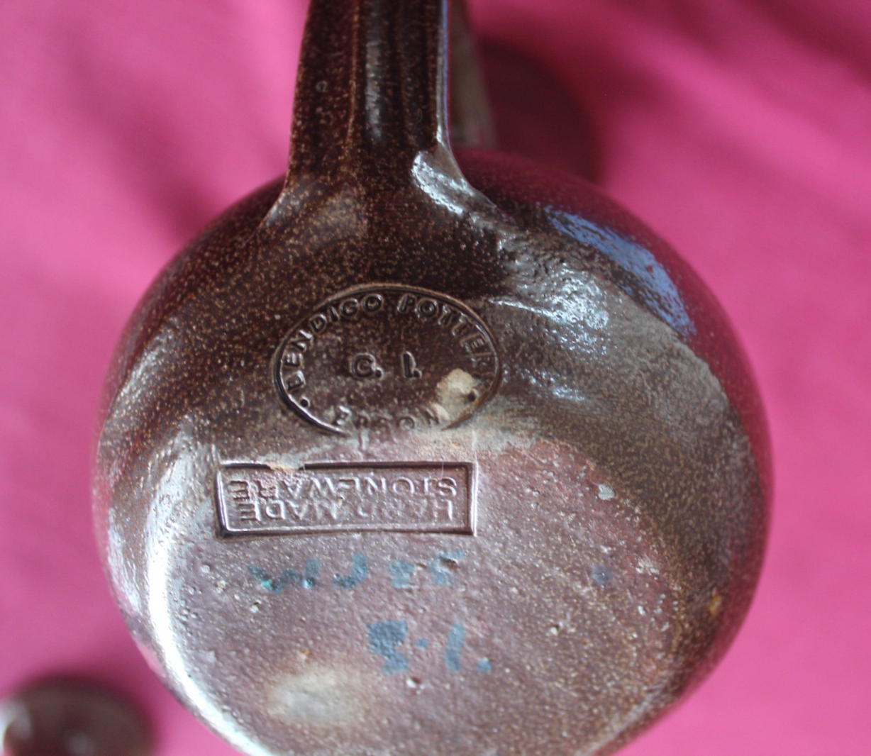 Bendigo Pottery Vintage wine Set – Carafe & 2 Goblets (Brown Glaze)