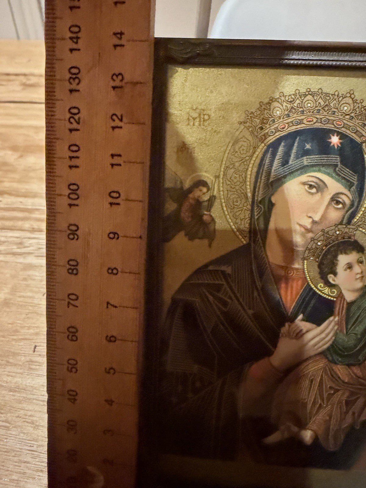Vintage Swiss Our Lady of Perpetual Help Framed Icon Print c1930s Embossed