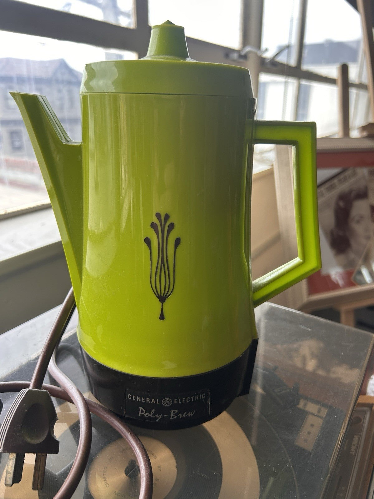 Vintage GE Poly-Brew Electric Coffee Percolator Avocado Green Mid Century