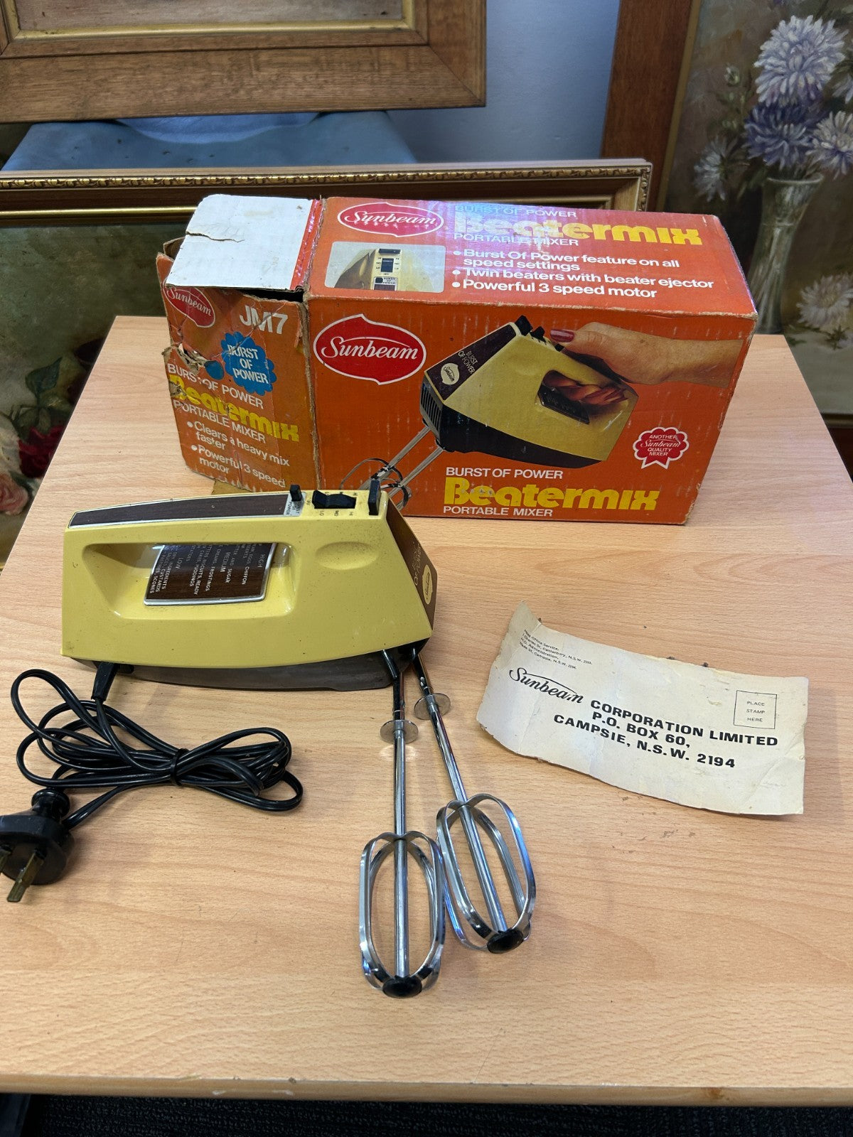 Vintage Sunbeam Beatermix JM7 Portable Mixer Boxed c1960s Australia