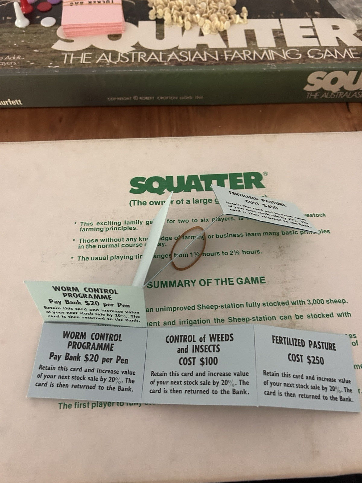 Vintage SQUATTER Board Game – Complete Unused Contents – Murfett Australia
