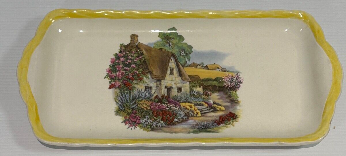 Vintage Burleigh Ware “Princess” Tray  Burgess & Leigh Cottage Scene England