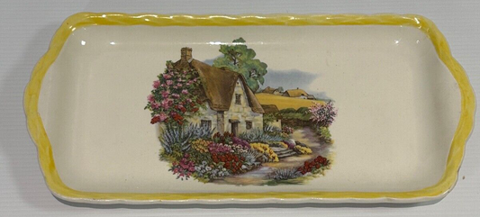 Vintage Burleigh Ware “Princess” Tray  Burgess & Leigh Cottage Scene England