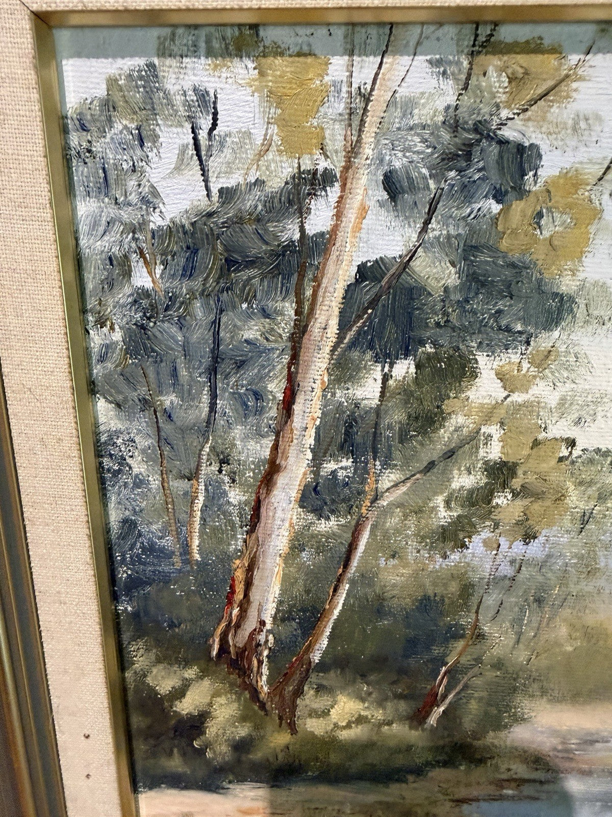 M Davies Ovens River Myrtleford Original Australian Oil Painting Vintage Framed