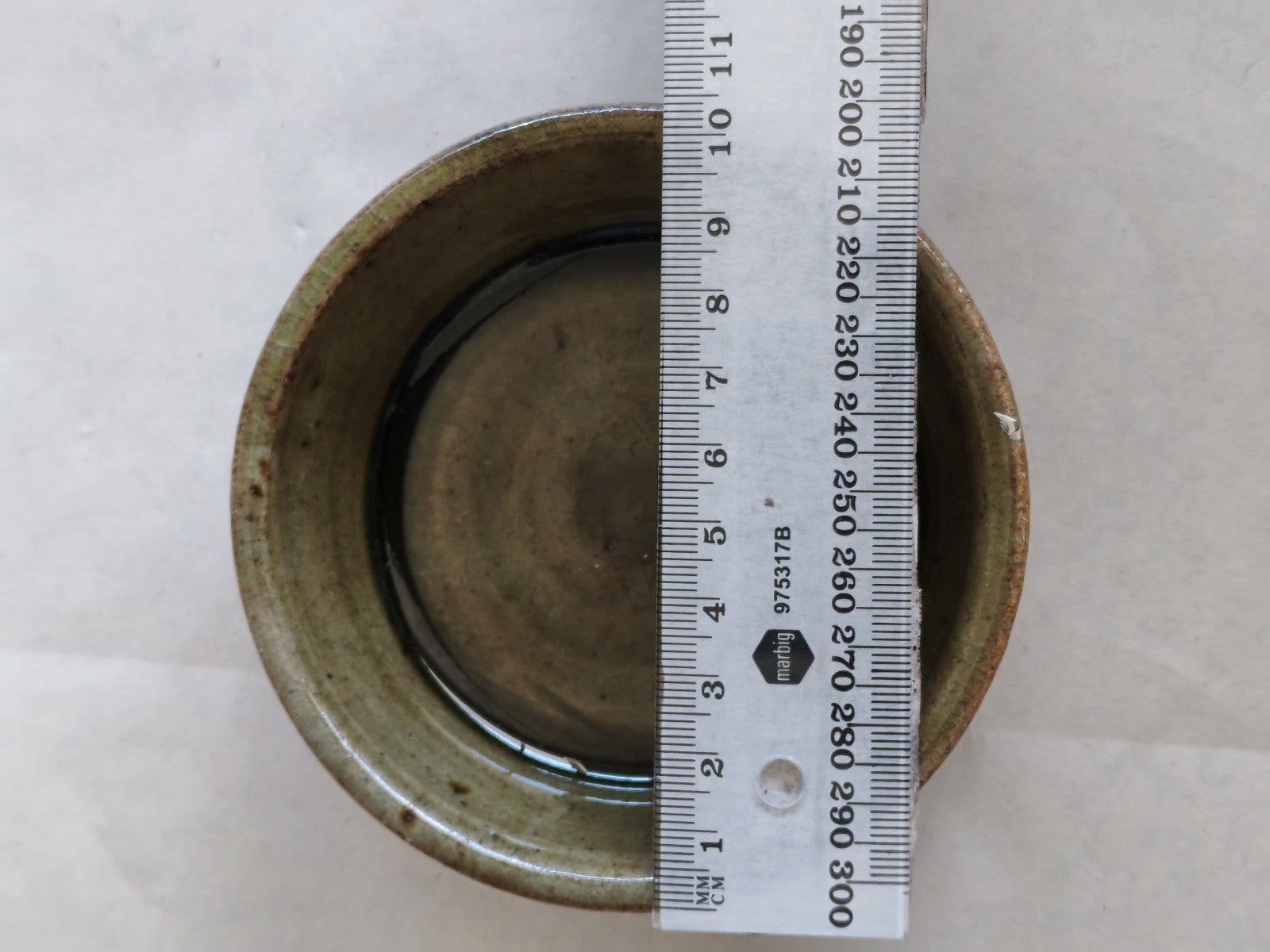 Vintage Studio Pottery Stoneware Bowl – Green Ash Glaze