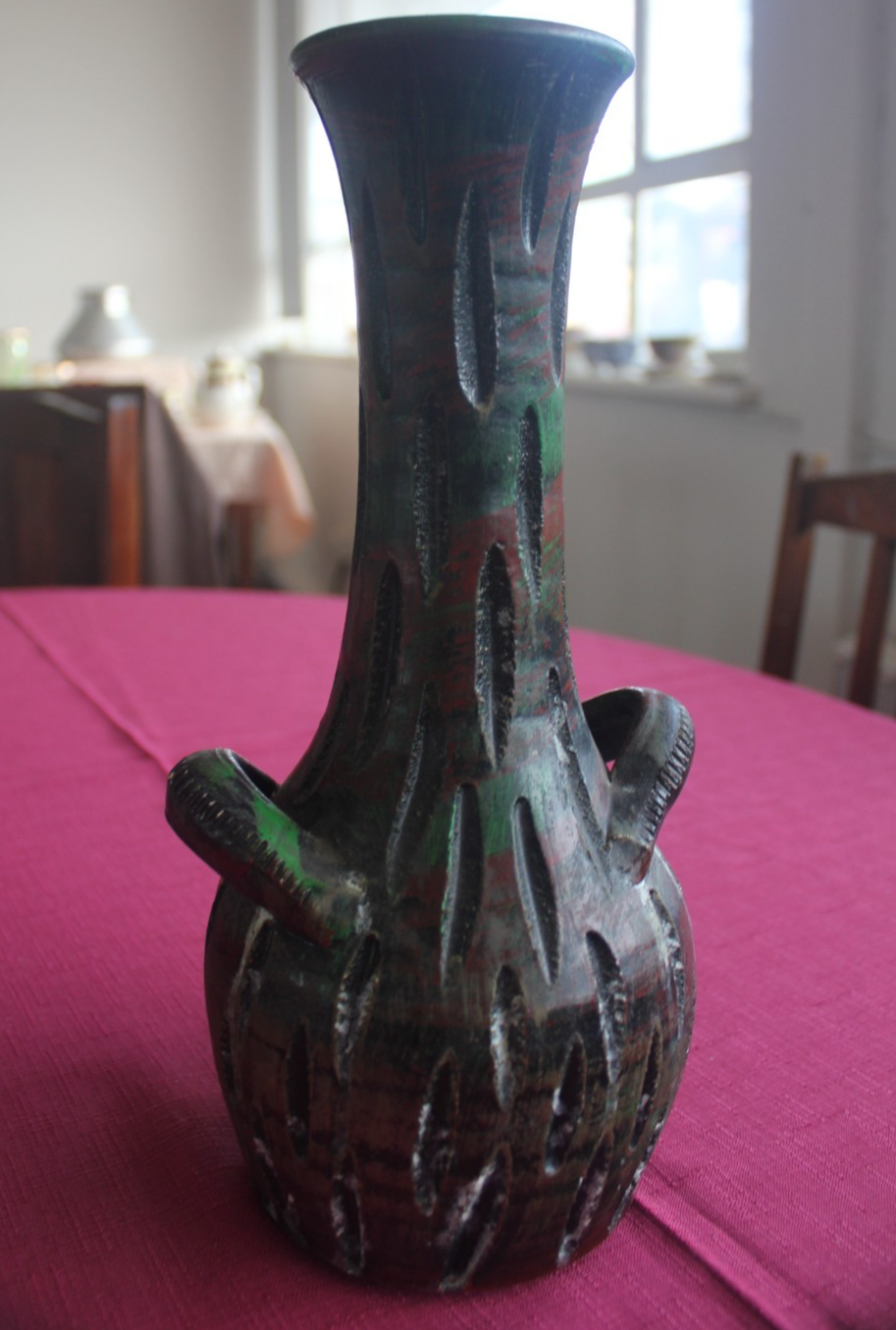 Vintage Spanish Studio Pottery Vase Brutalist Fat Lava Style c1960s