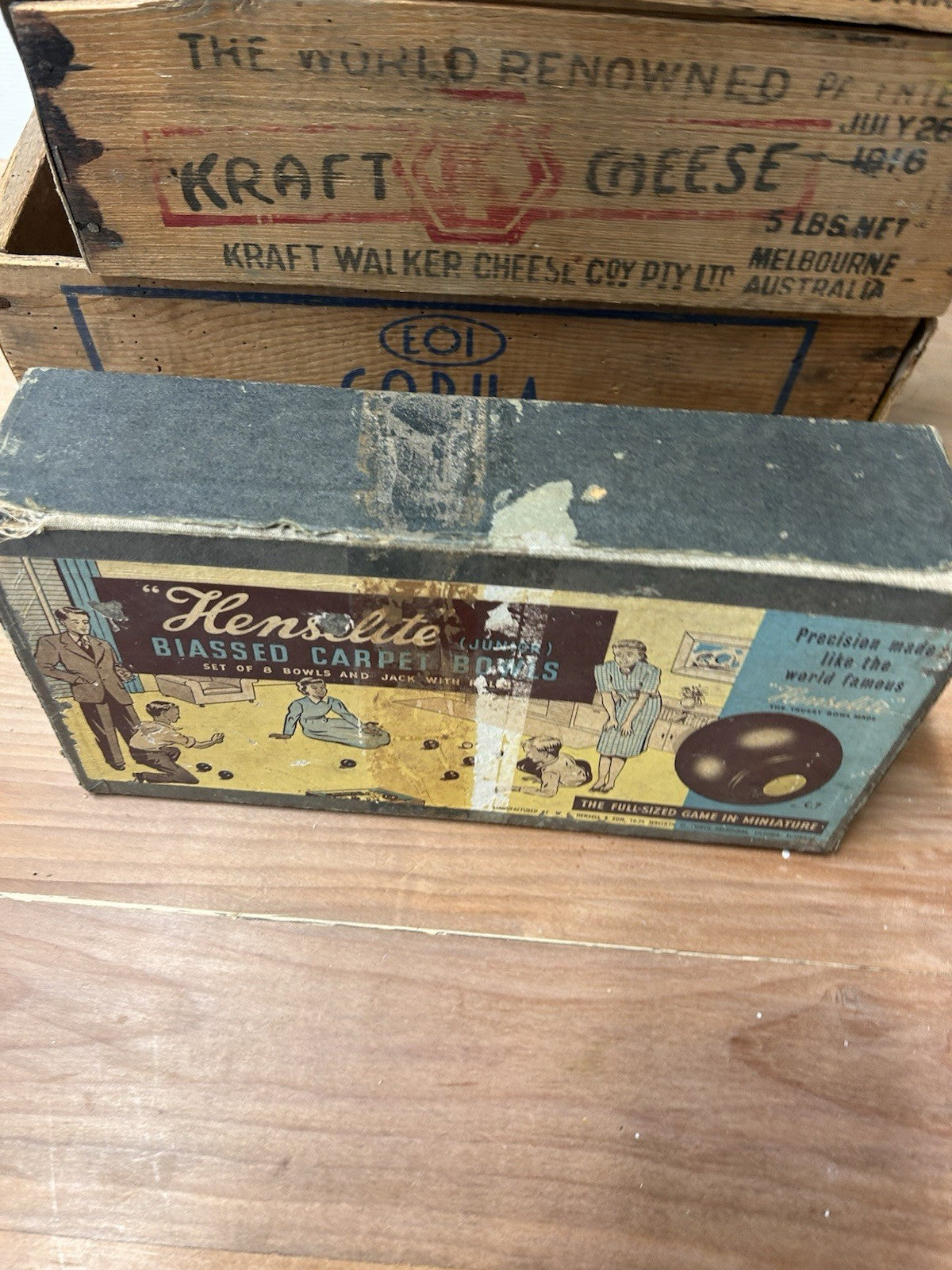 Vintage Henselite Junior Biassed Carpet Bowls Set in Box Melbourne Australia