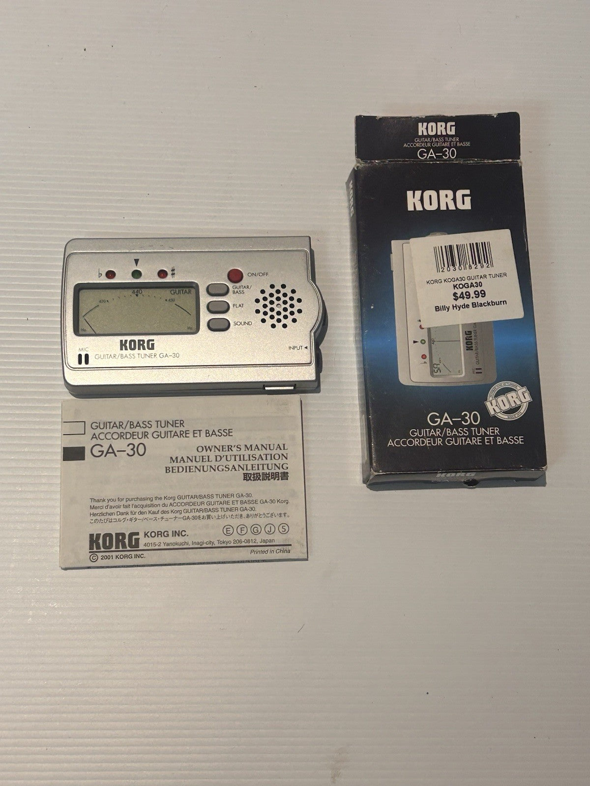 Korg GA-30 Guitar Bass Tuner w/ Box & Manual Vintage 2000s Works