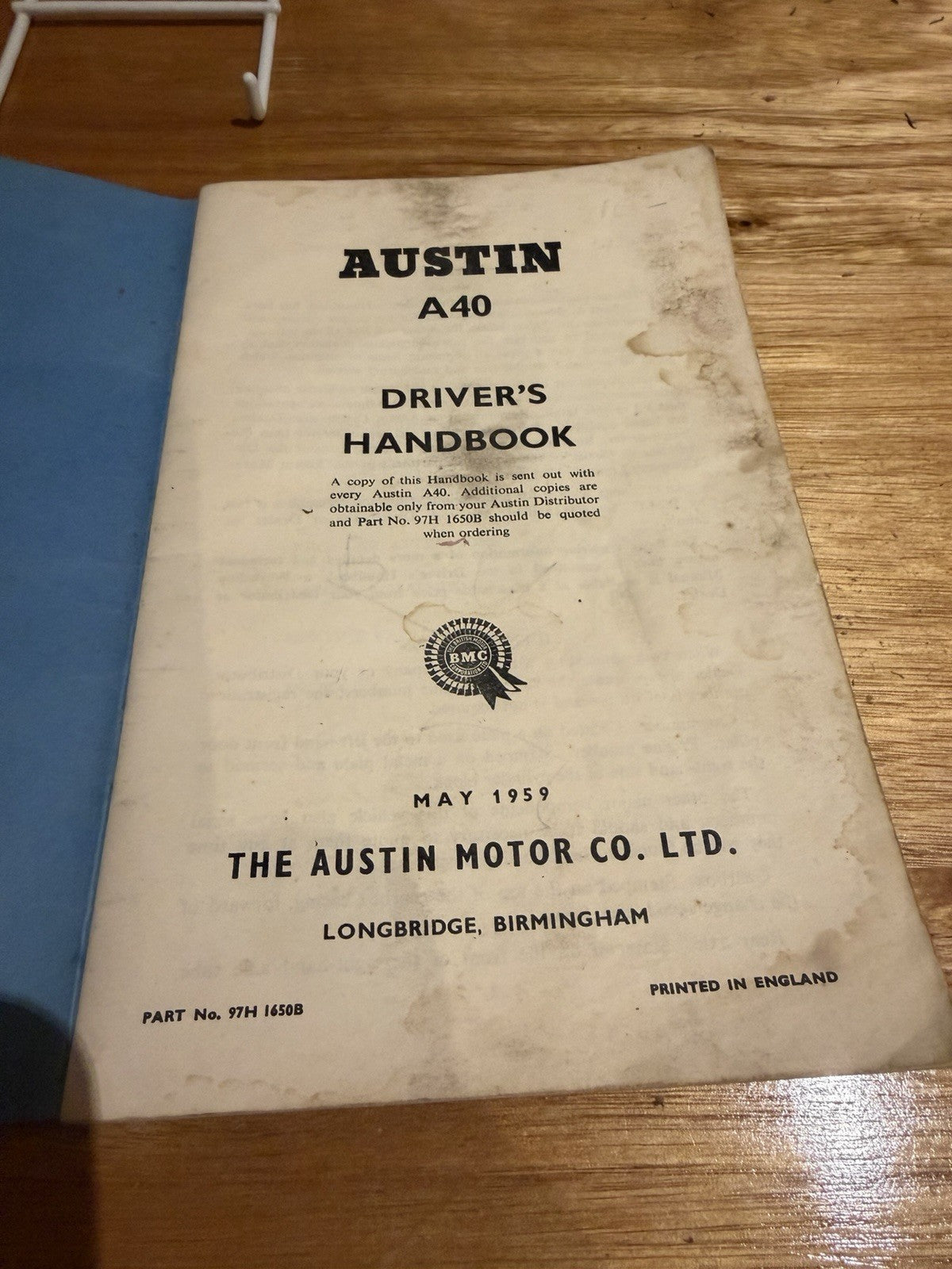 1959 Austin A40 Driver’s Handbook Original 97H 1650B BMC Car Manual