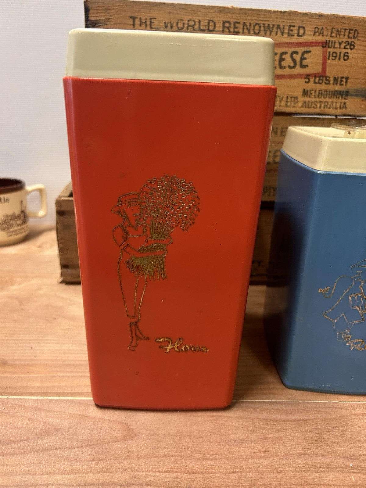 Nylex Retro 1960s Flour & Rice Canisters Set Made in Australia Kitchen