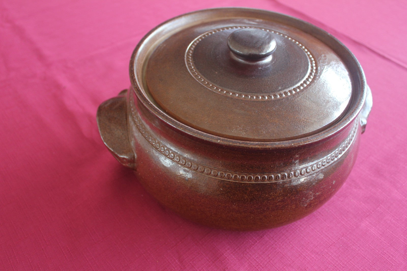 Vintage Bendigo Pottery Lidded Casserole Dish - Brown Stoneware - Australia